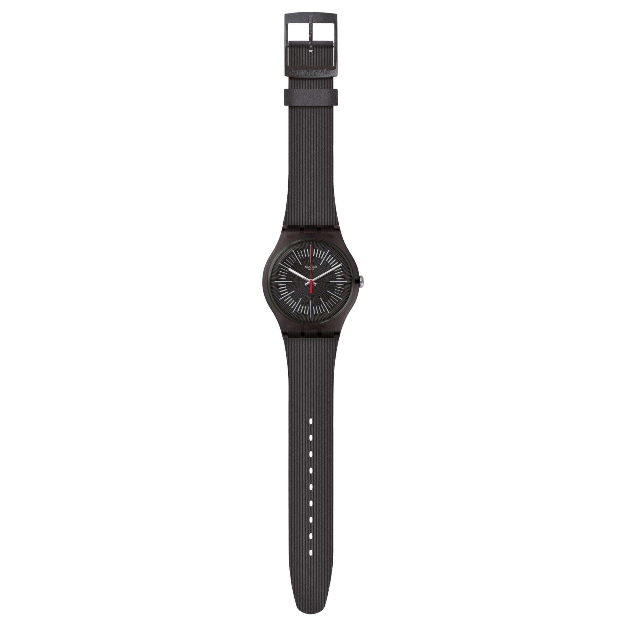 Swatch Intercyderal Quartz Black Dial Silicone Strap Watch SUOB178