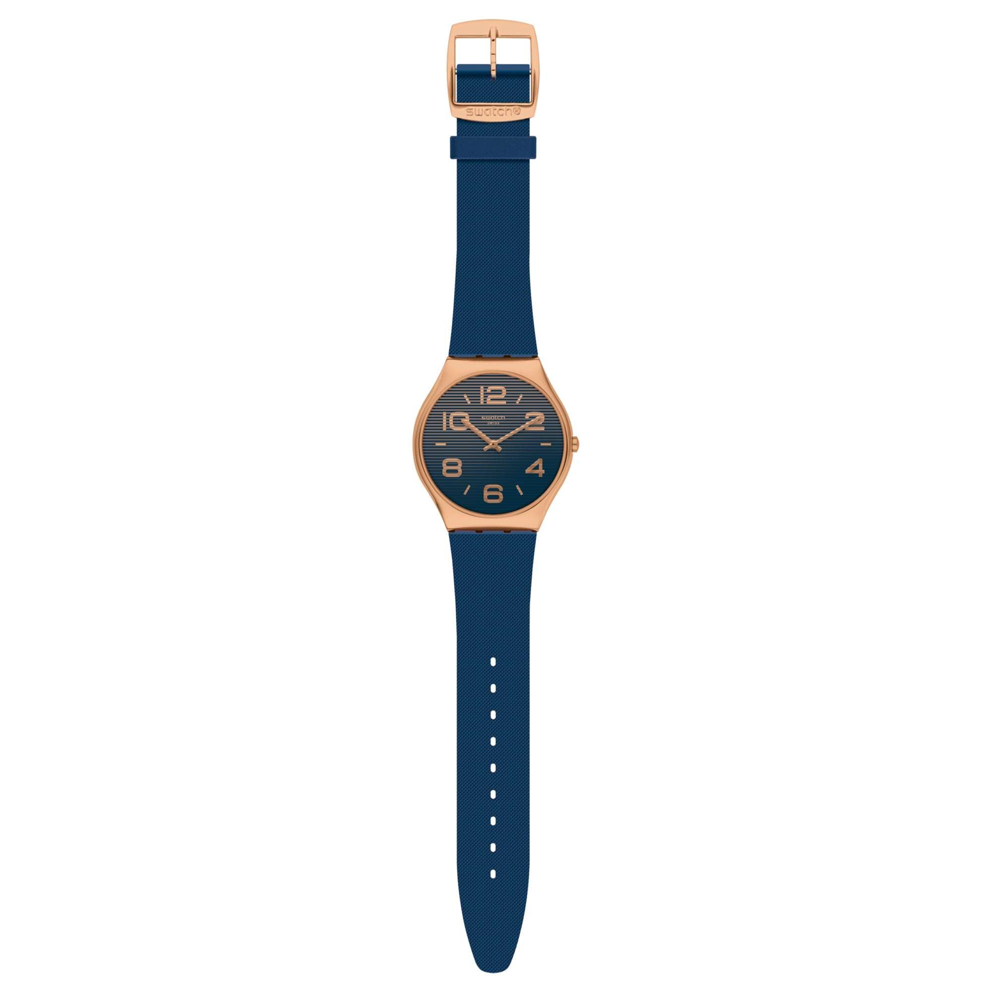 Swatch Night Trick Quartz Blue Dial Rubber Strap Watch SS07G101