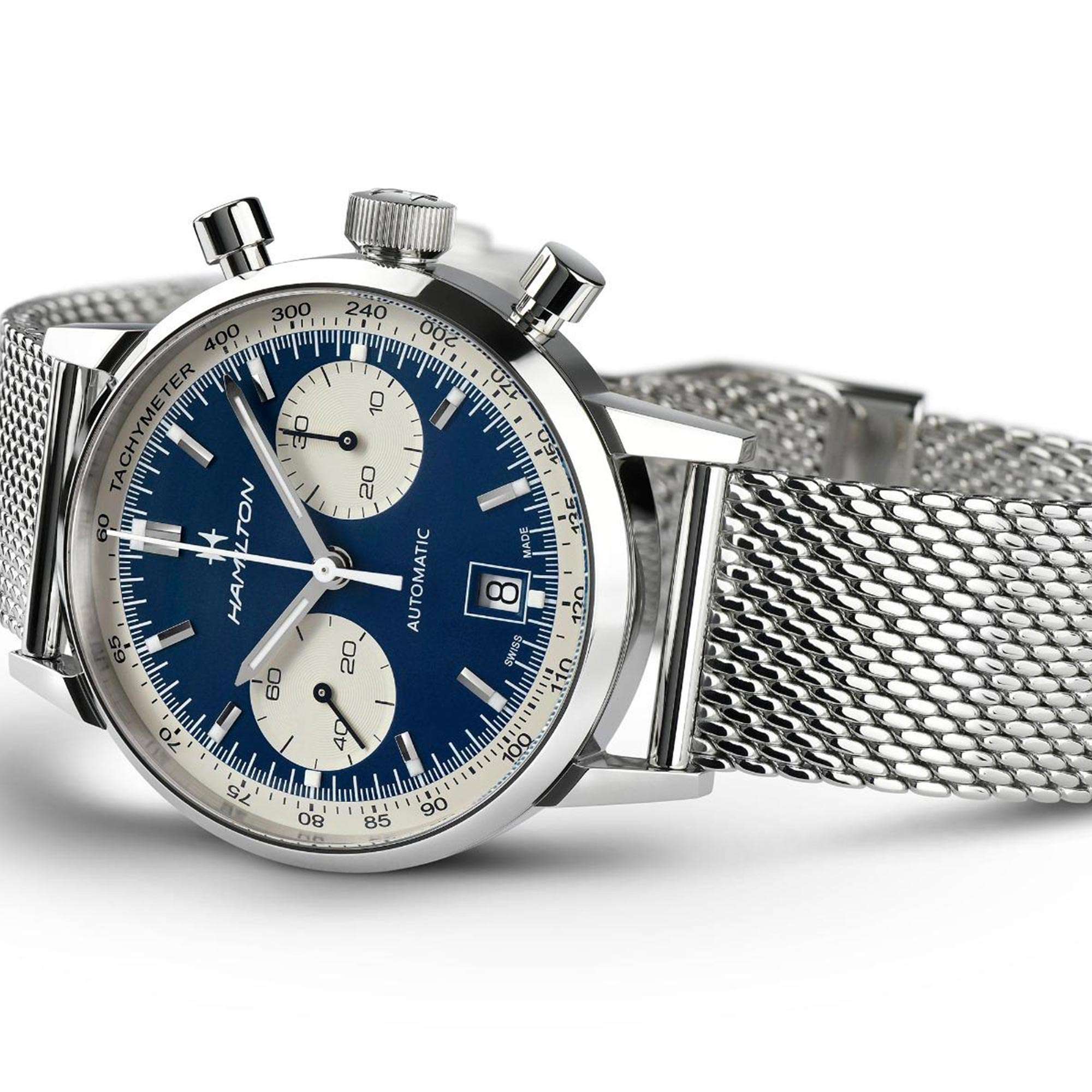 Hamilton American Classic 40mm Intra-Matic Chrono Blue Dial Steel Mens Automatic Watch H38416141