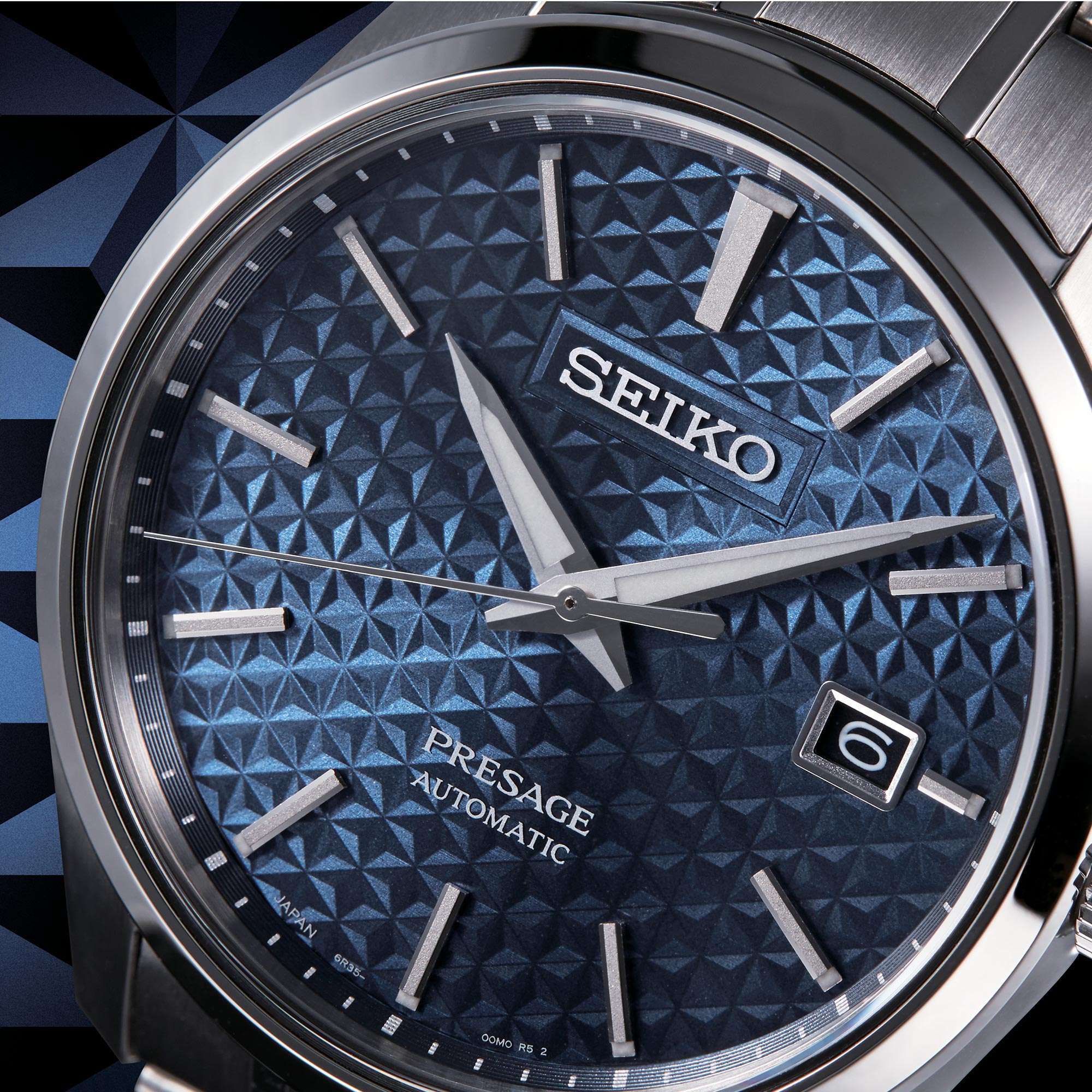 Seiko Presage Sharp Edge Series Blue Dial Silver Stainless Steel Bracelet Automatic Men's Watch SPB167J1