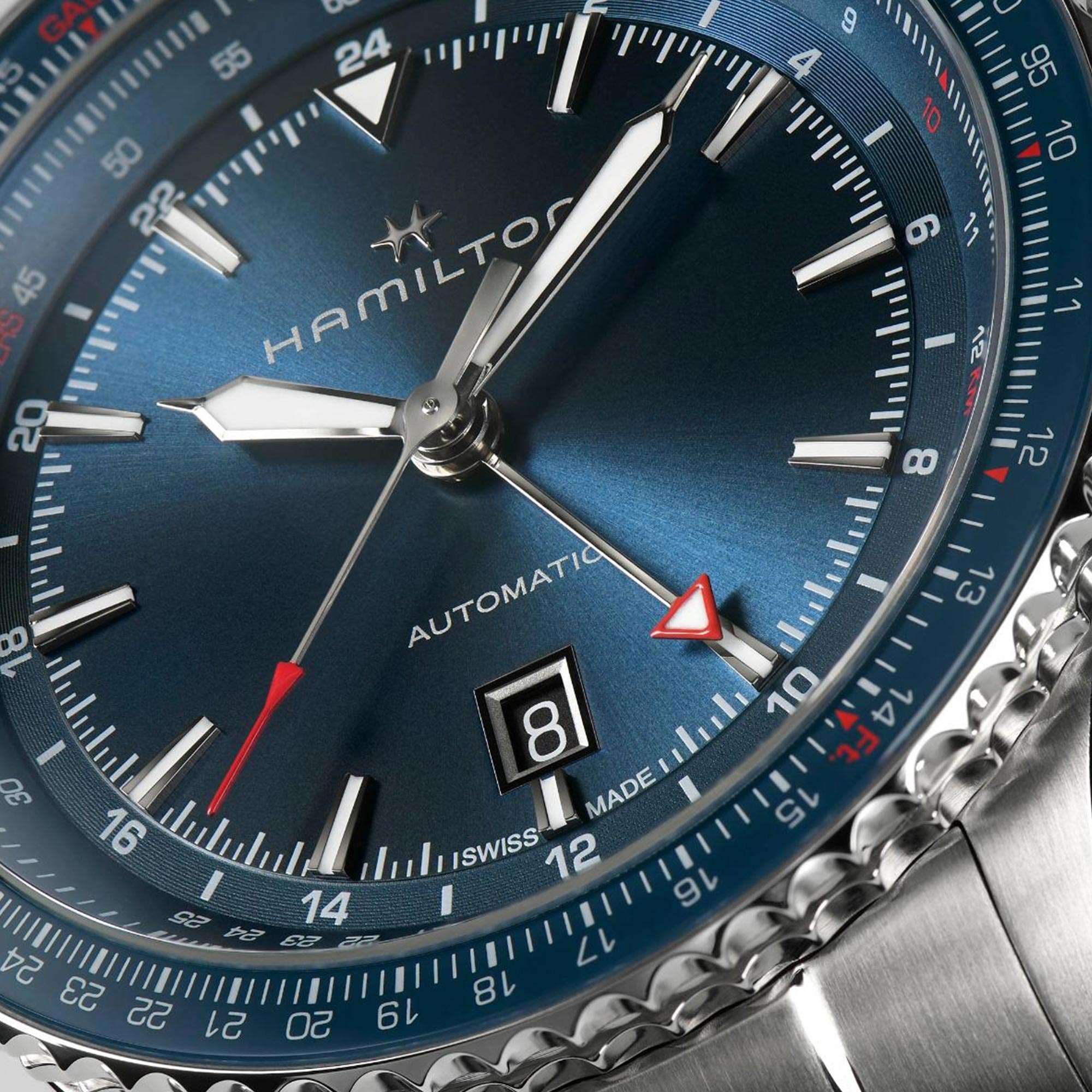 Hamilton Khaki Aviation Converter Automatic GMT Blue Dial Stainless Steel Bracelet Men's Watch H76715140