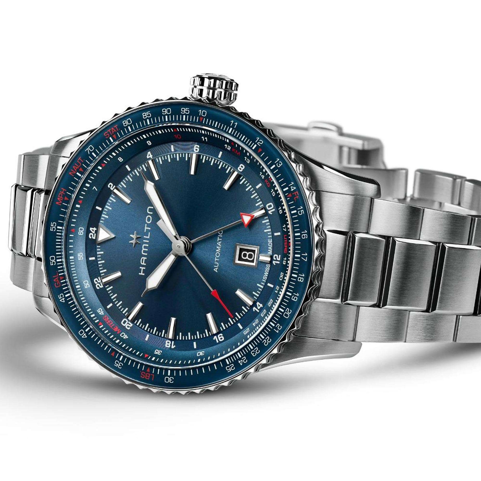 Hamilton Khaki Aviation Converter Automatic GMT Blue Dial Stainless Steel Bracelet Men's Watch H76715140