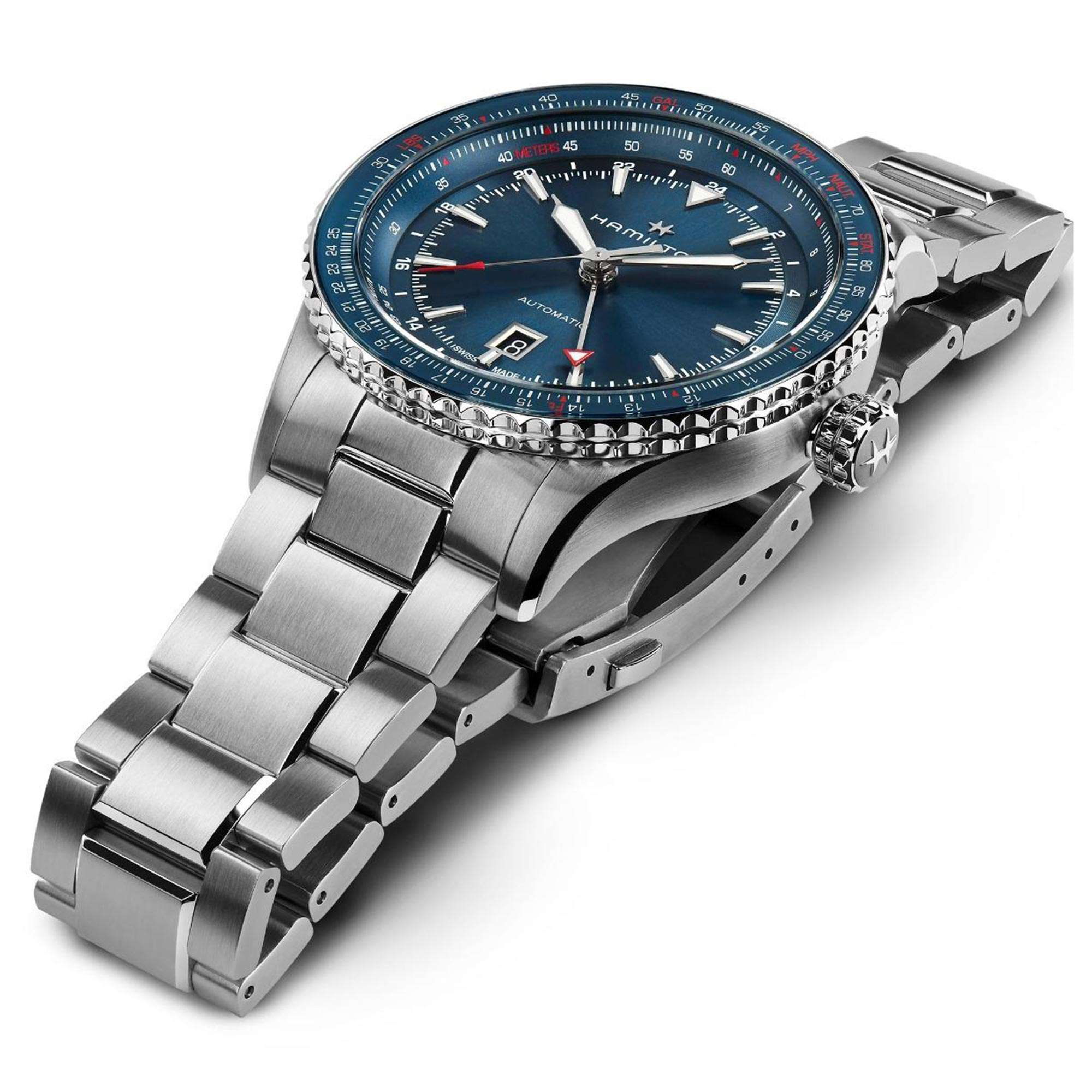 Hamilton Khaki Aviation Converter Automatic GMT Blue Dial Stainless Steel Bracelet Men's Watch H76715140