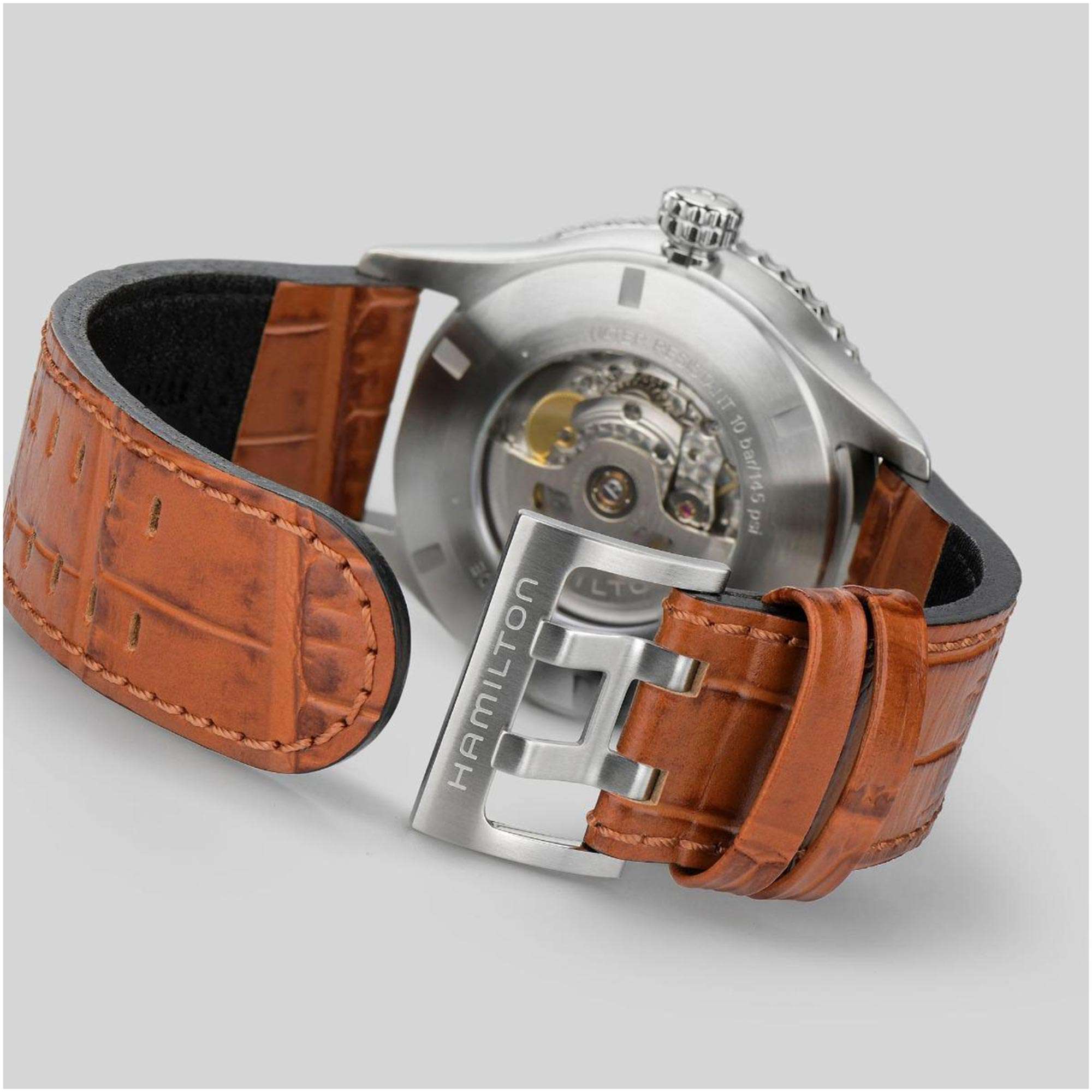 Hamilton Khaki Aviation Converter Automatic GMT Blue Dial Brown Leather Strap Men's Watch H76715540