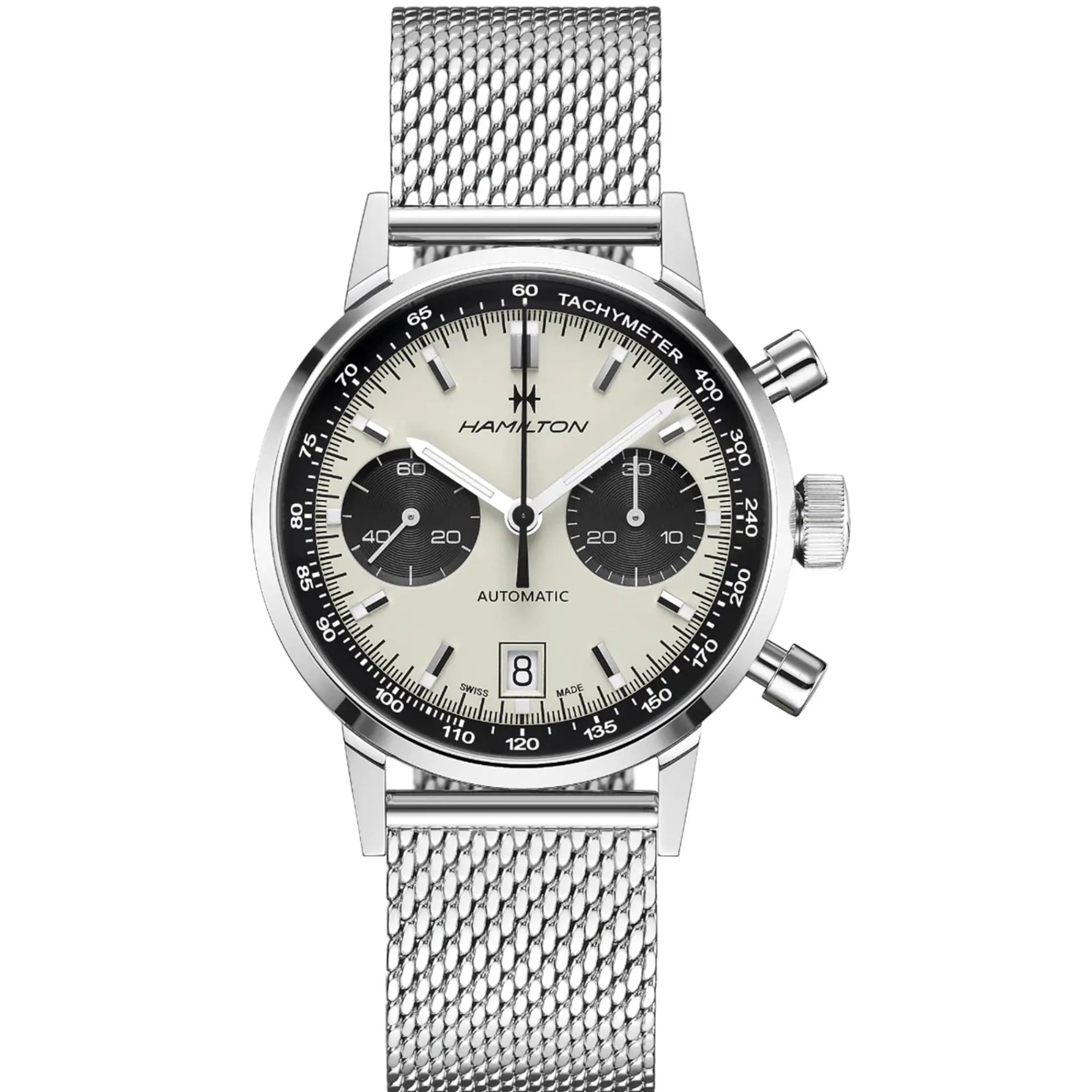 Hamilton American Classic Intra-Matic Automatic Chronograph White Dial Milanese Bracelet Men's Watch H38416111