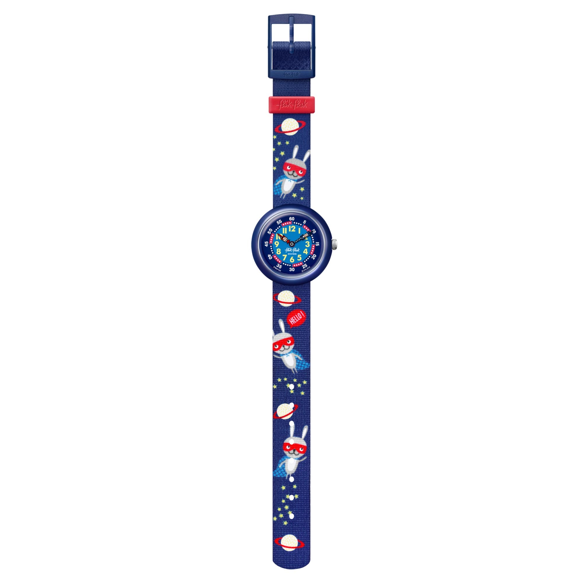 Flik Flak Super Hopper Quartz Blue Dial Textile Strap Boys Watch FBNP166