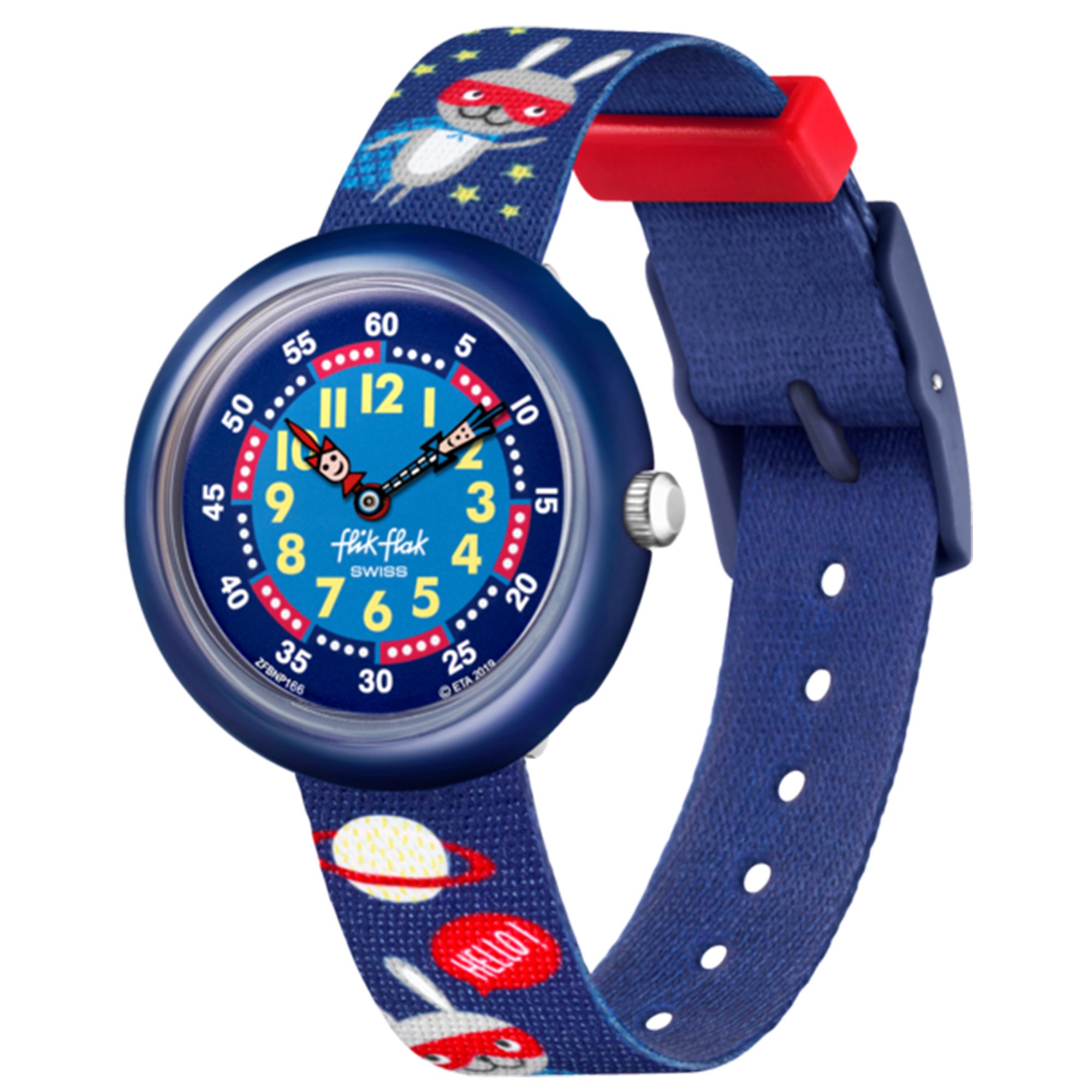 Flik Flak Super Hopper Quartz Blue Dial Textile Strap Boys Watch FBNP166
