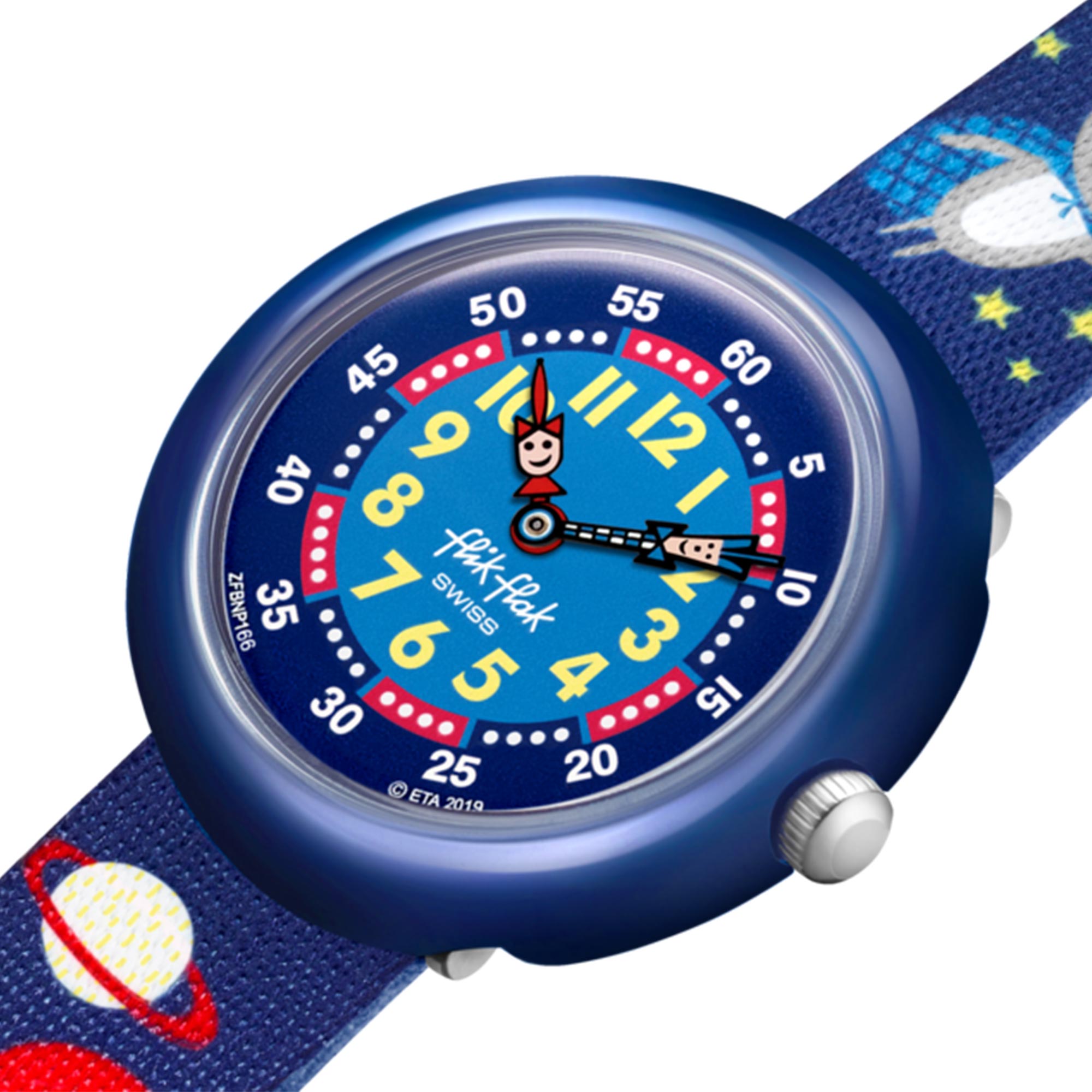 Flik Flak Super Hopper Quartz Blue Dial Textile Strap Boys Watch FBNP166