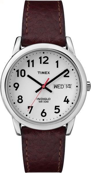 Timex Men's Basic Round Brown Leather Strap Silver Dial Watch T20041