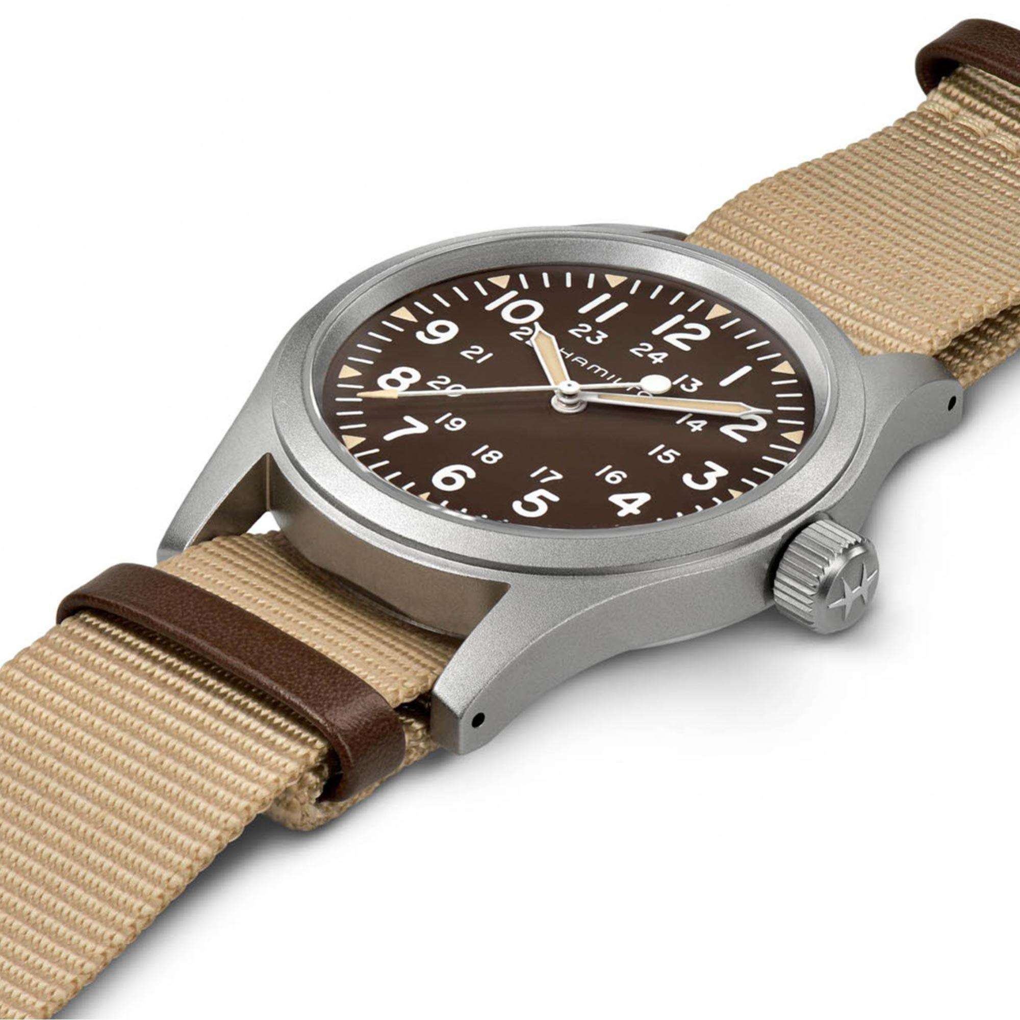 Hamilton Khaki Field 1960s Recreation Mechanical Brown Dial Canvas Strap Men's Watch H69439901