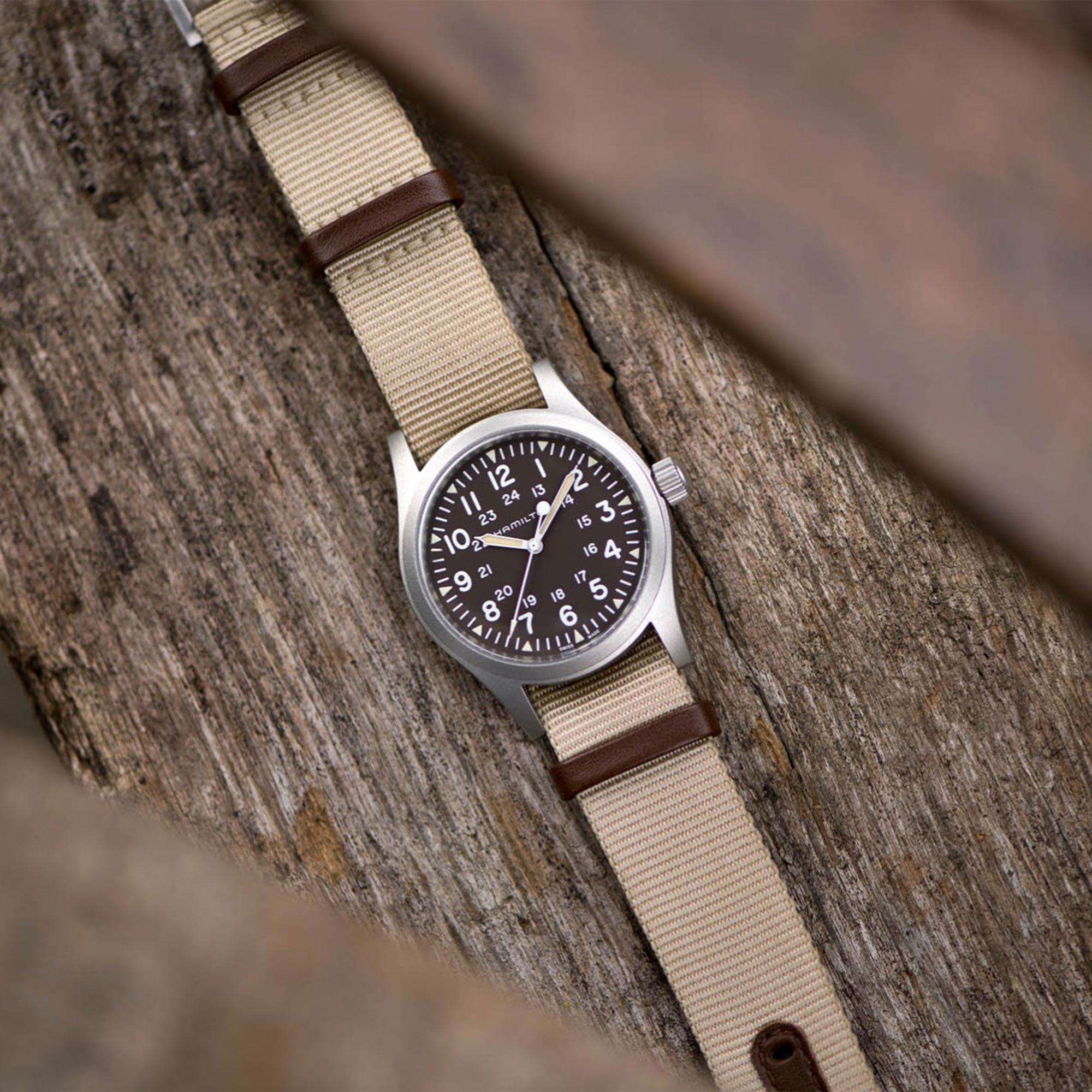 Hamilton Khaki Field 1960s Recreation Mechanical Brown Dial Canvas Strap Men's Watch H69439901