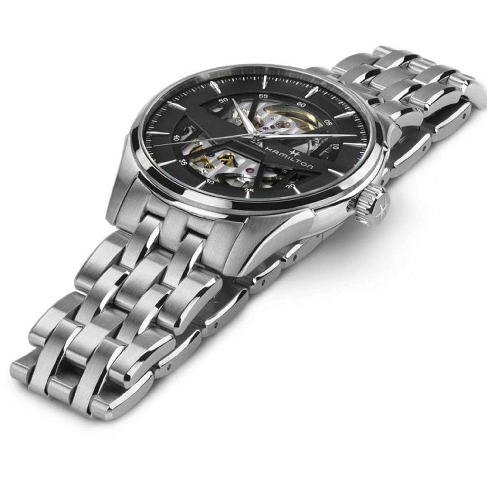 Hamilton Jazzmaster Automatic Black Skeleton Dial Stainless Steel Bracelet Men's Watch H4253518