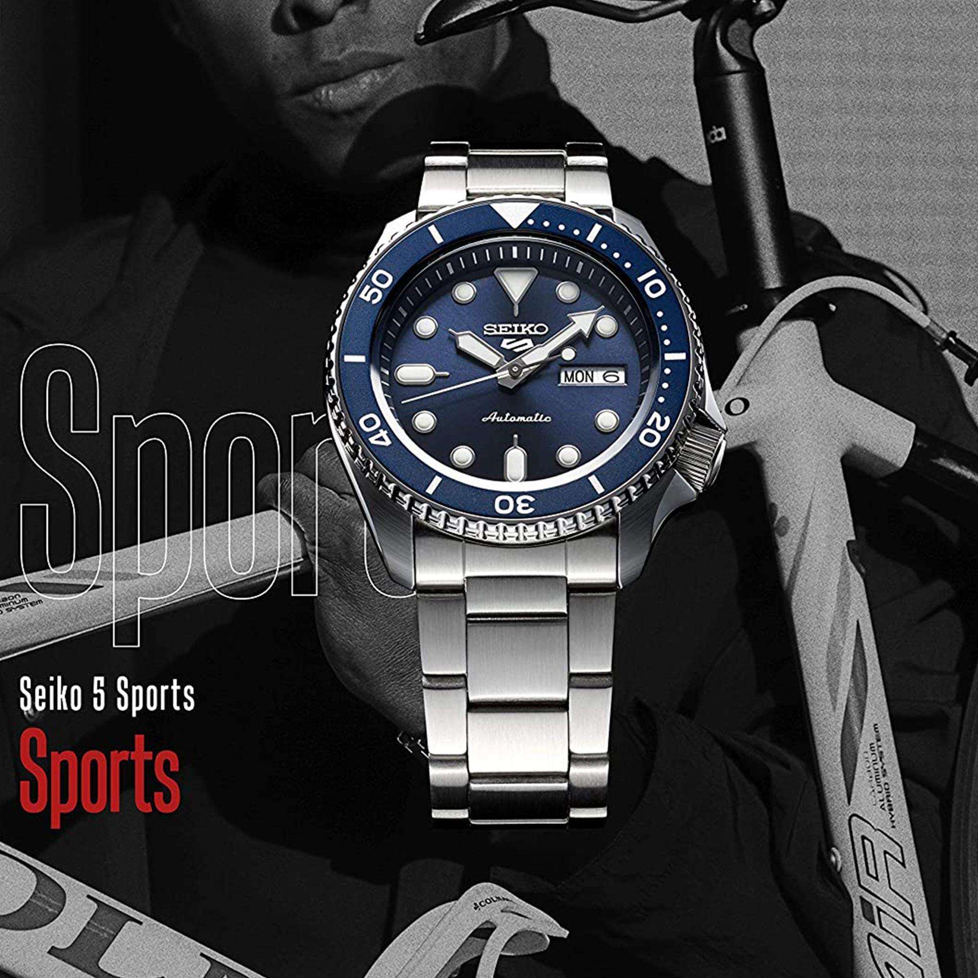 Seiko 5 Sports Blue Dial Silver Stainless Steel Automatic Men's Watch SRPD51K1