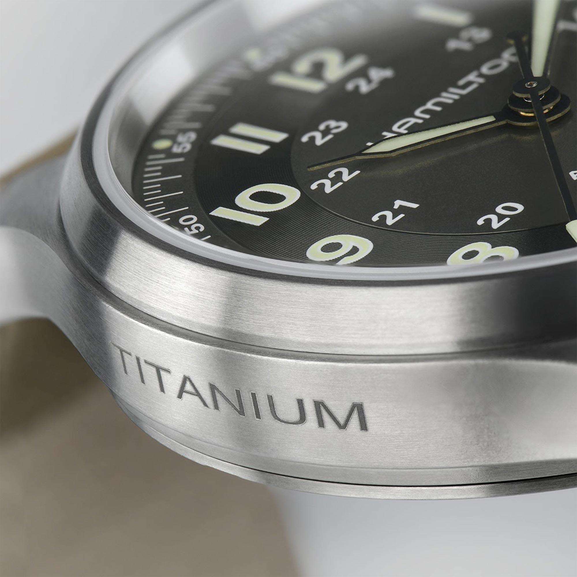Hamilton Khaki Field Titanium Automatic Black Dial Brown Leather Strap Men's Watch H70545550