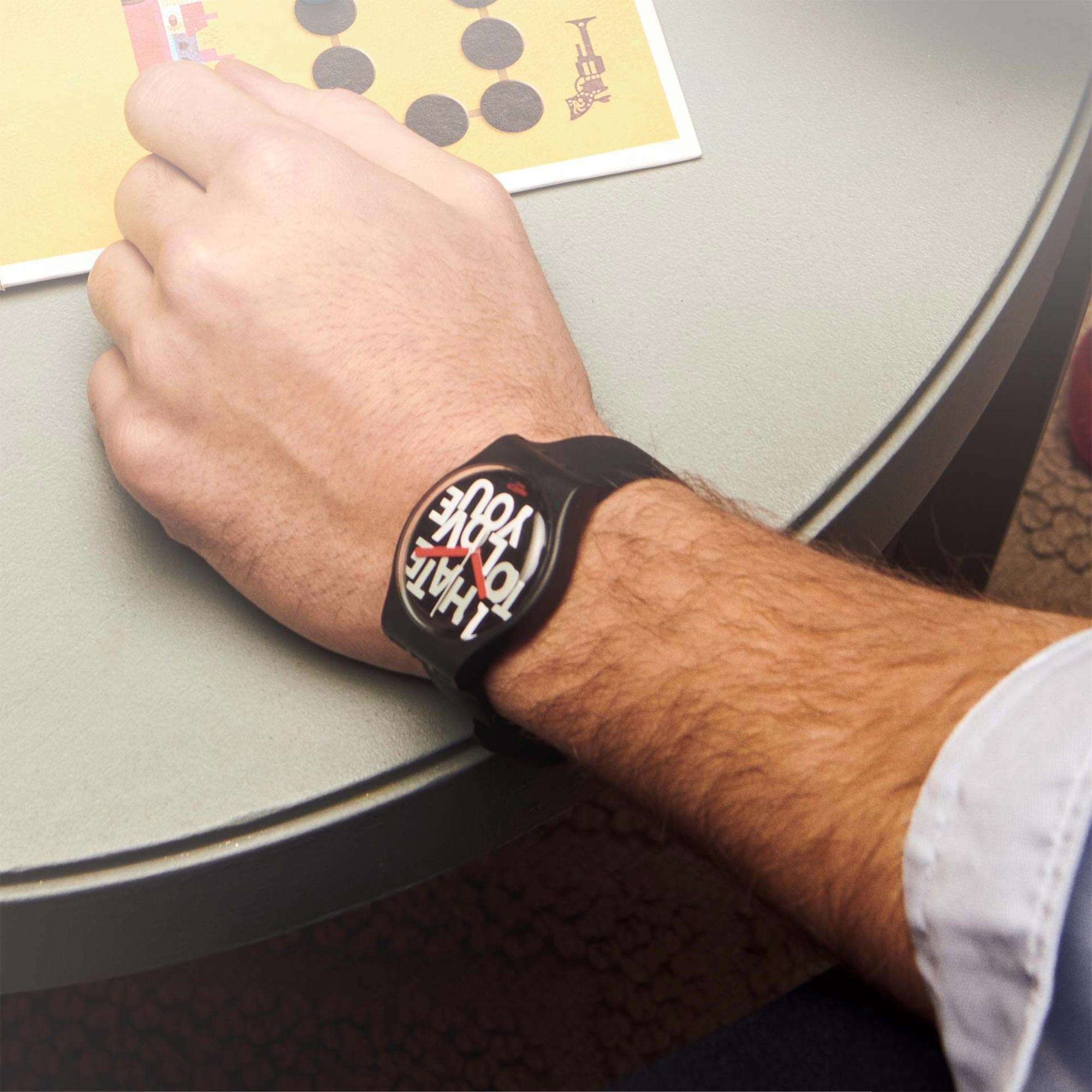 Swatch Hate 2 Love Quartz Black Dial Silicone Strap Watch SUOB185