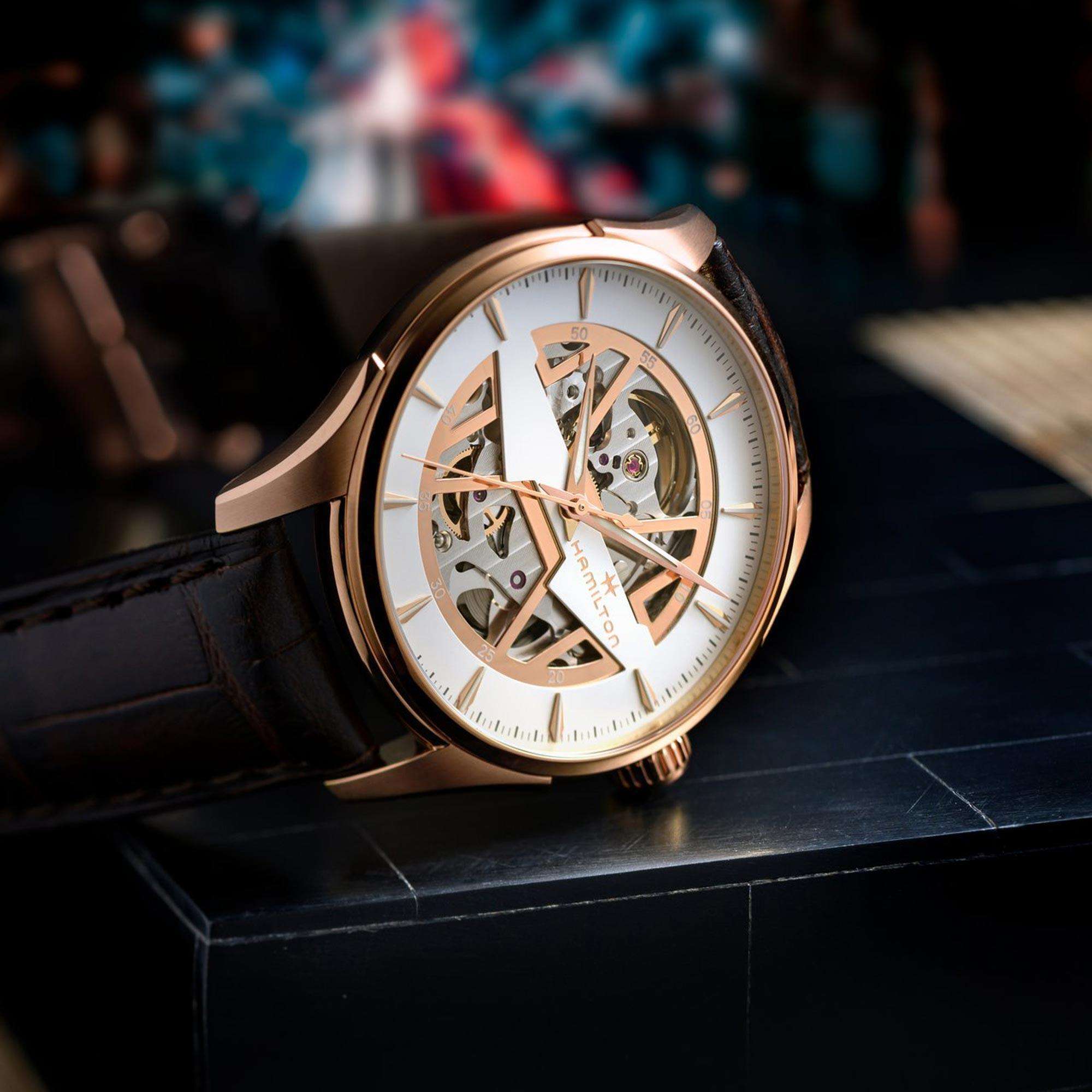 Hamilton Jazzmaster Automatic Skeleton Dial Brown Leather Strap Men's Watch H42505510