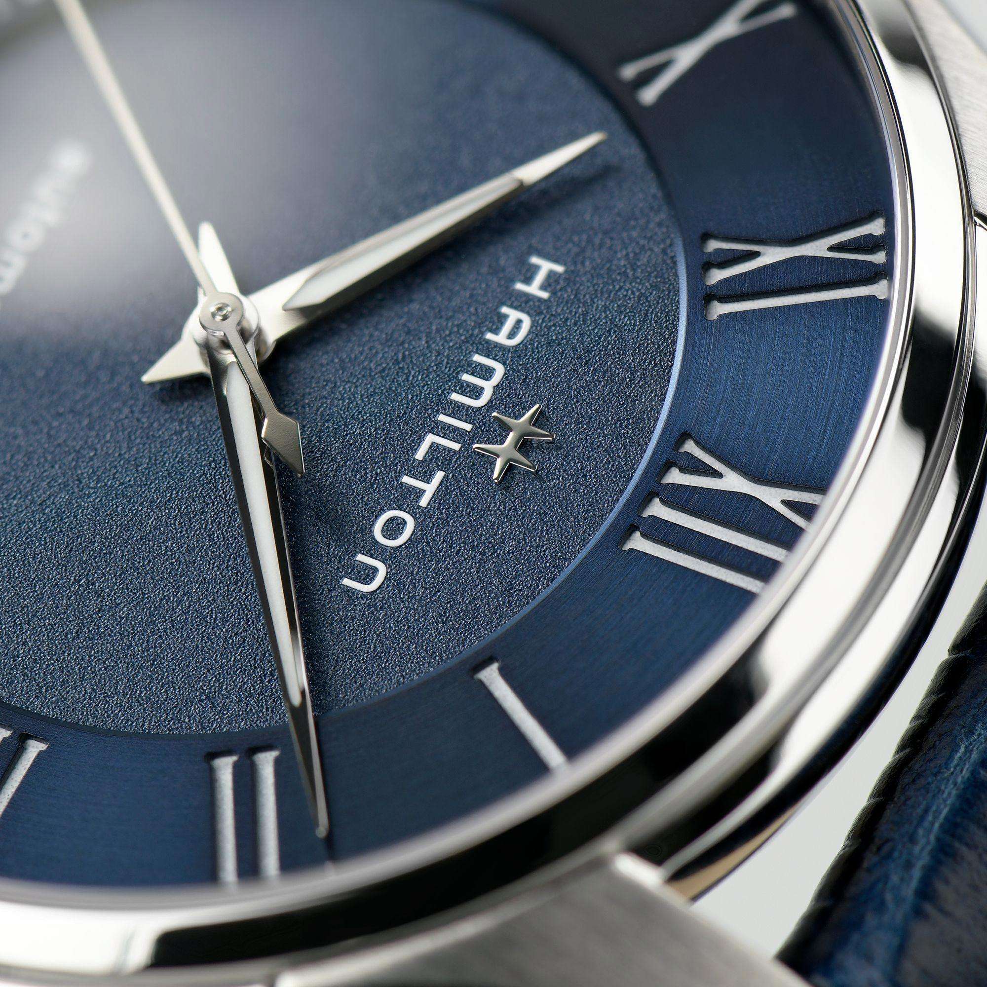 Hamilton Jazzmaster Automatic Blue Dial Blue Leather Strap Men's Watch H42535640