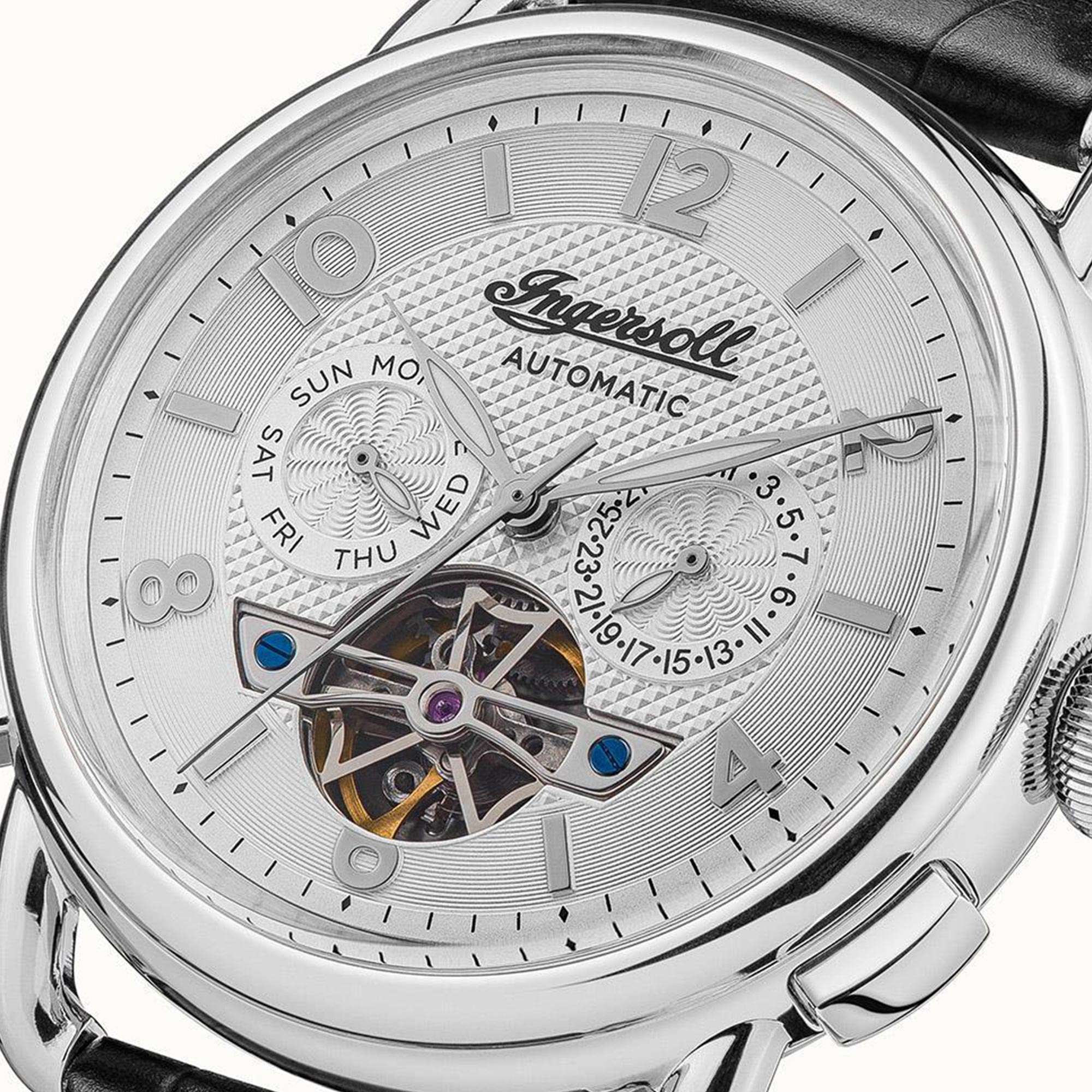 Ingersoll The New England Automatic Silver Dial Black Leather Strap Men's Watch I00903B