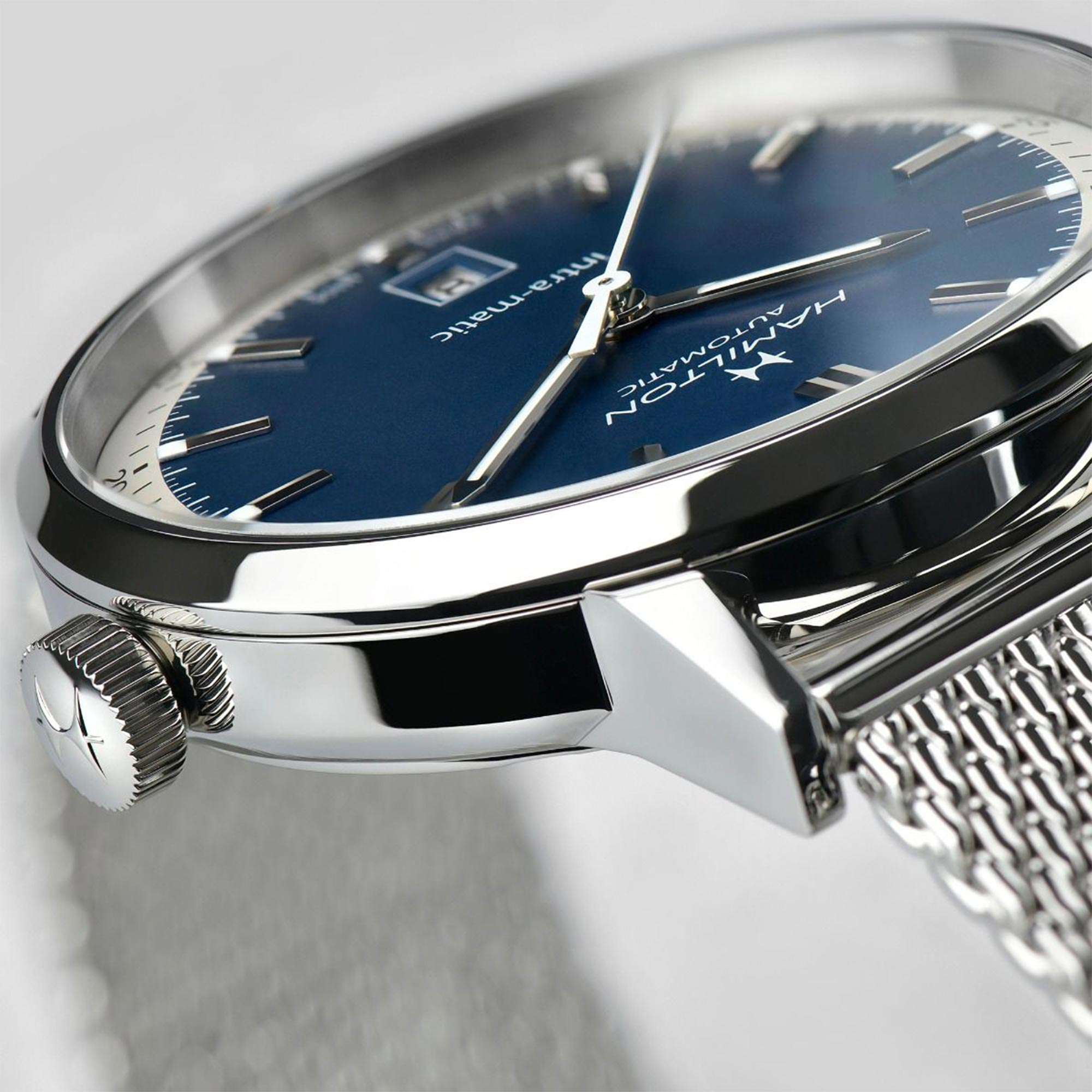 Hamilton American Classic Intra-Matic Automatic Blue Dial Milanese Bracelet Men's Watch H38425140