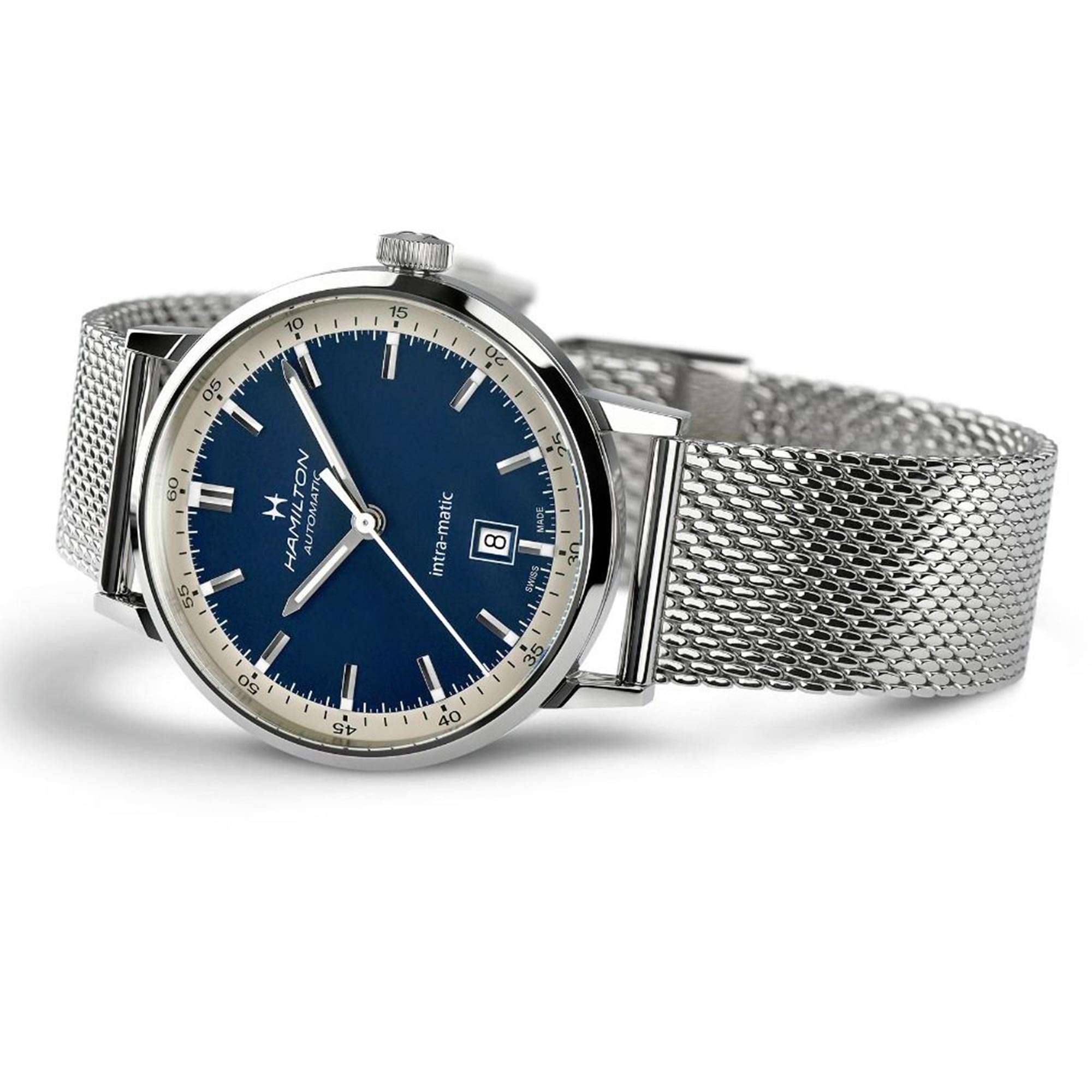 Hamilton American Classic Intra-Matic Automatic Blue Dial Milanese Bracelet Men's Watch H38425140