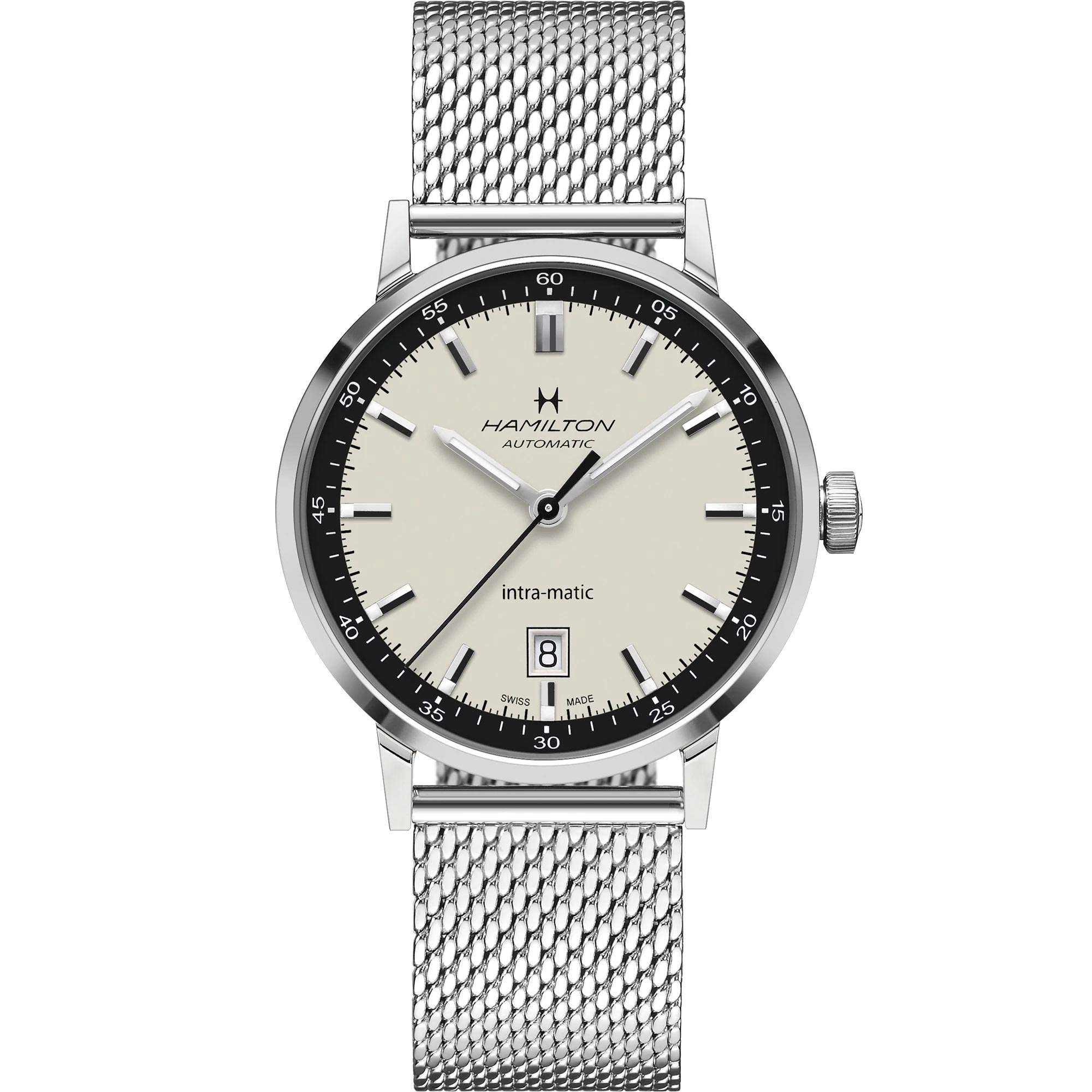 Hamilton American Classic 40mm White Dial Steel Mens Automatic Watch H38425120