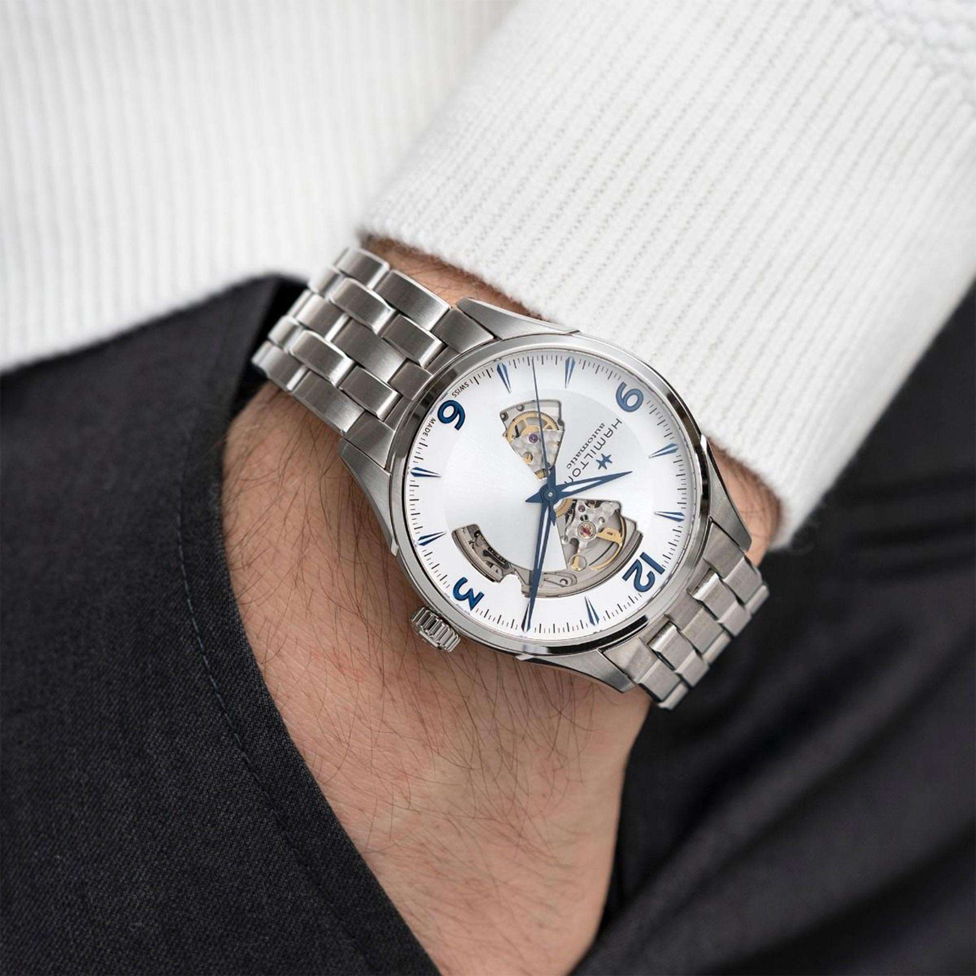 Hamilton Jazzmaster Viewmatic Open Heart Automatic Silver Dial Stainless Steel Bracelet Men's Watch H32705152