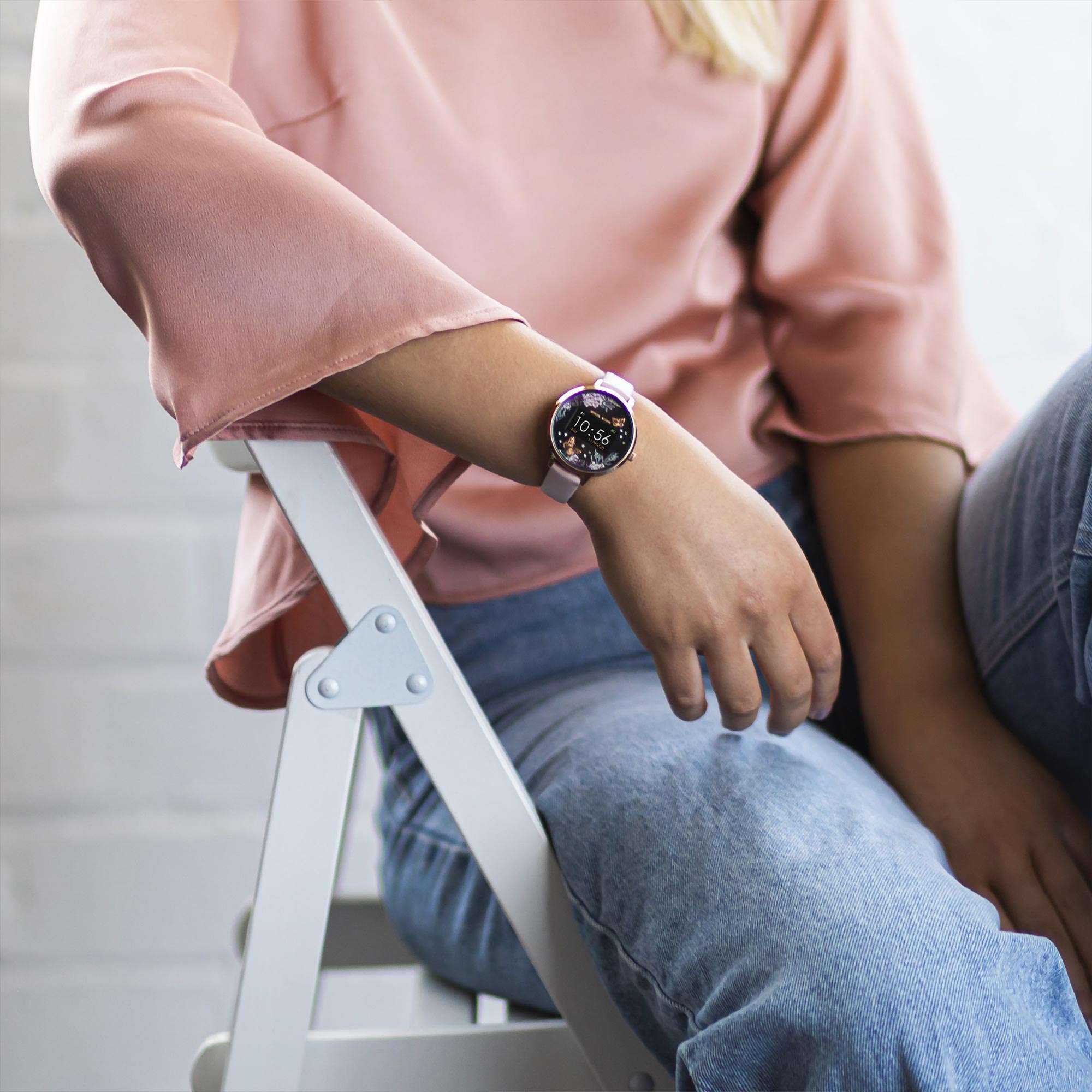Reflex Active Series 03 Black Floral Dial Pink Silicone Strap Ladies Smartwatch RA03-2014