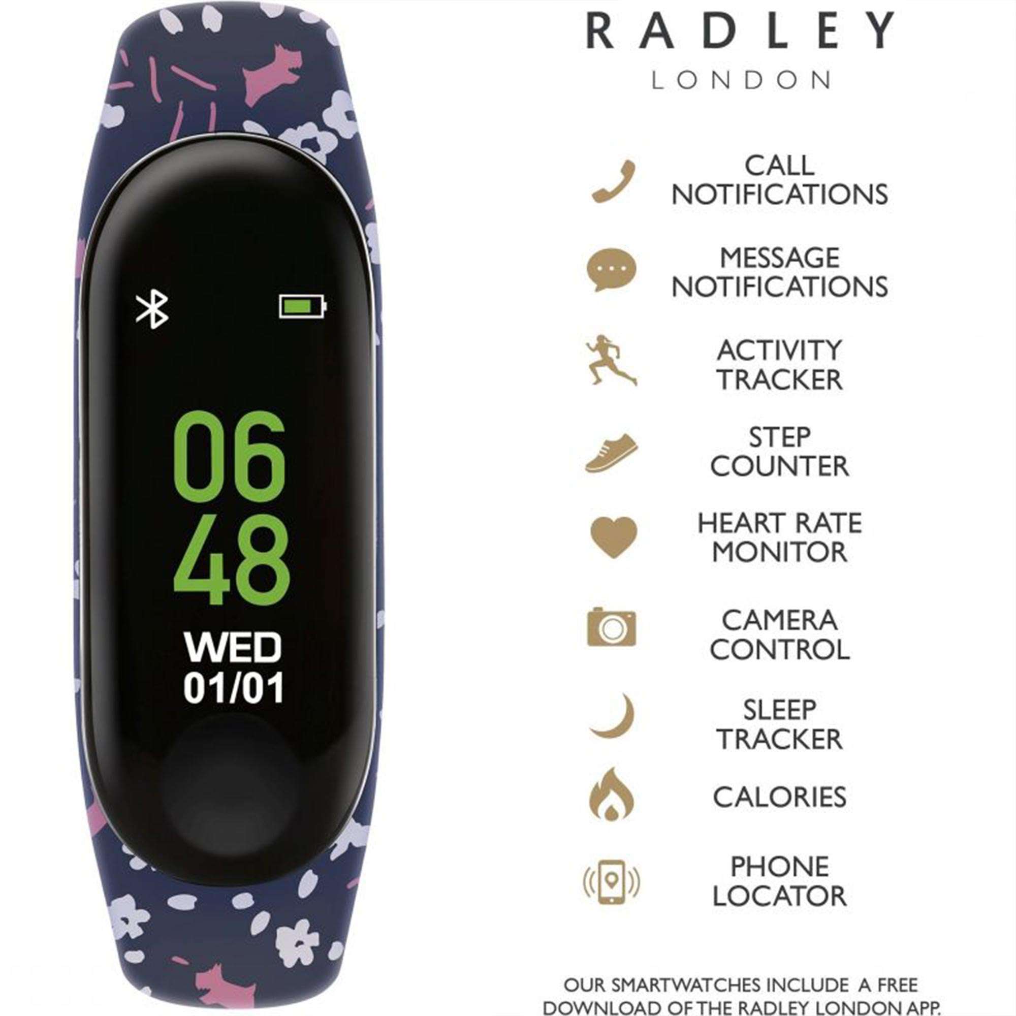 Radley Series 01 Quartz Digital Dial Navy Rubber Strap Ladies Smartwatch RYS01-2002