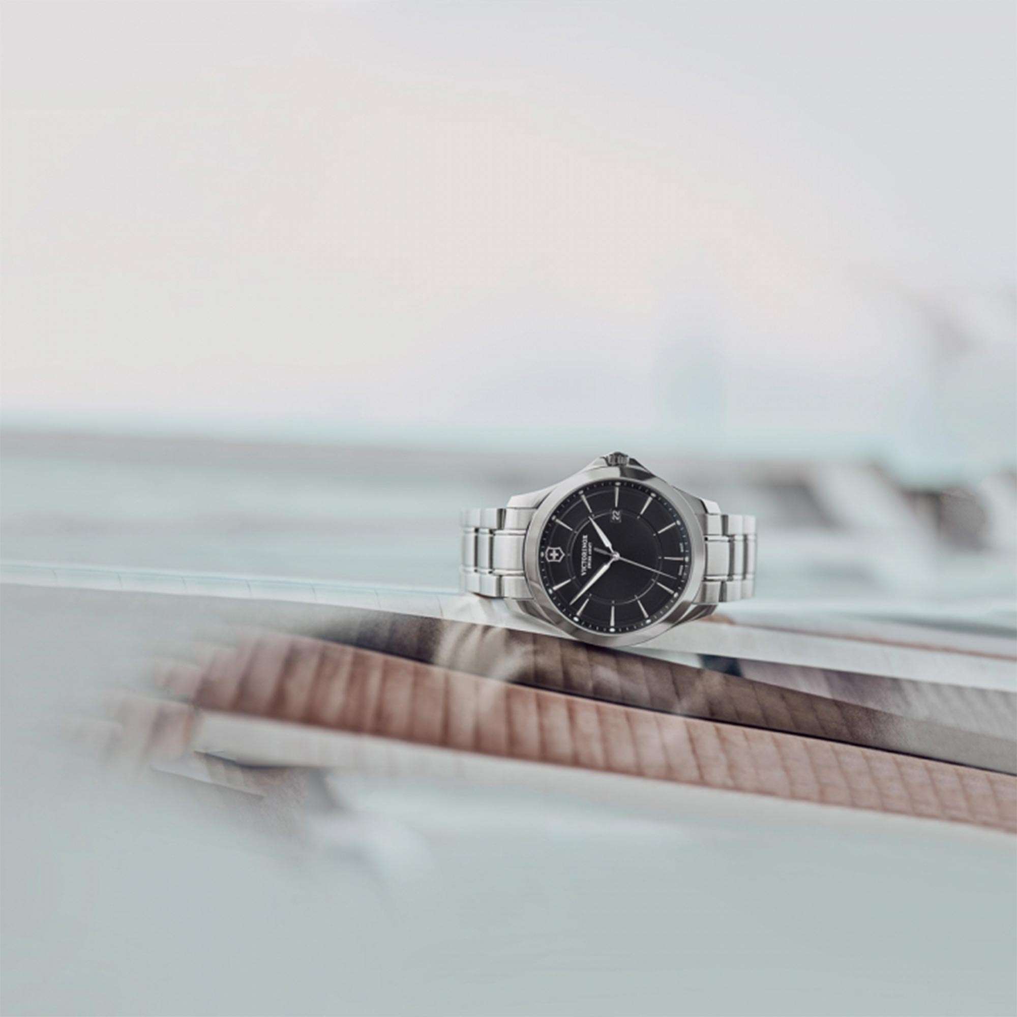 Victorinox Alliance Quartz Black Dial Silver Stainless Steel Bracelet Men's Watch 241909