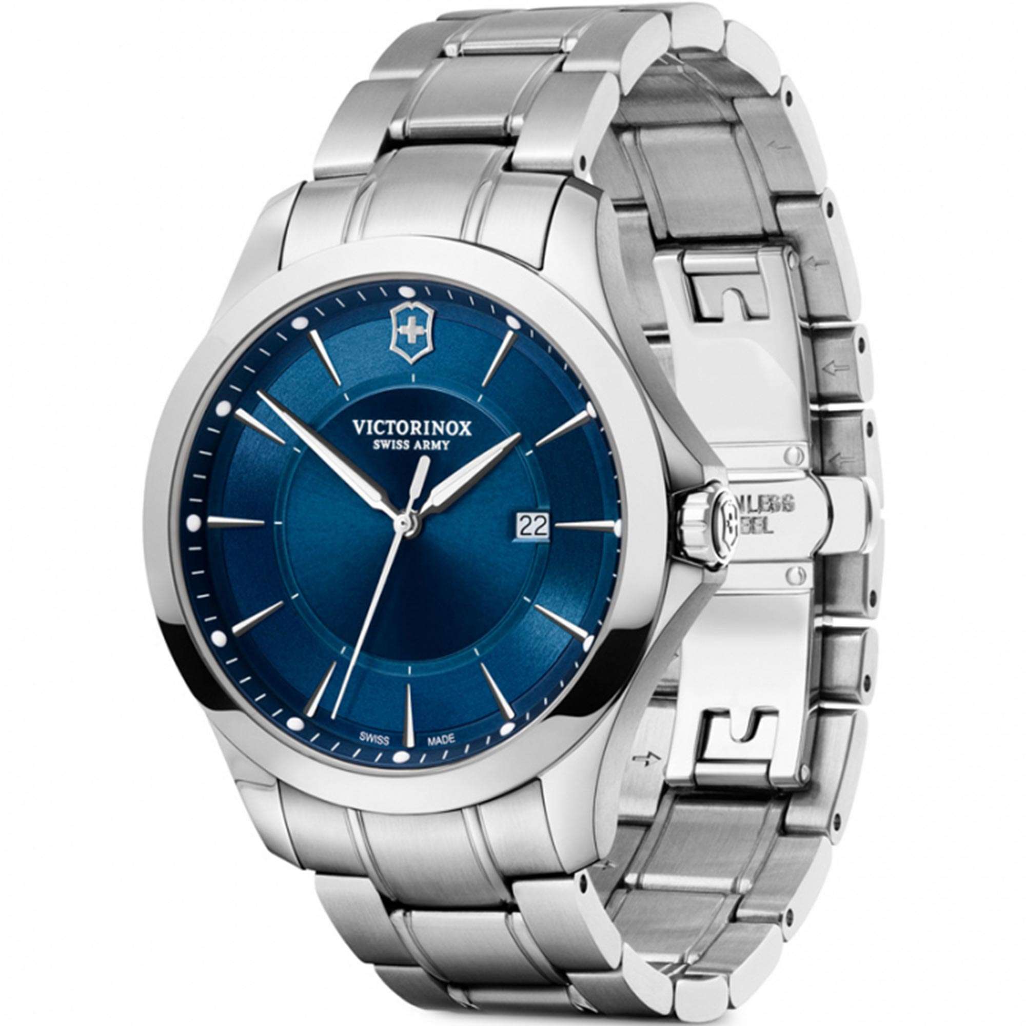 Victorinox Alliance Quartz Blue Dial Silver Stainless Steel Bracelet Men's Watch 241910