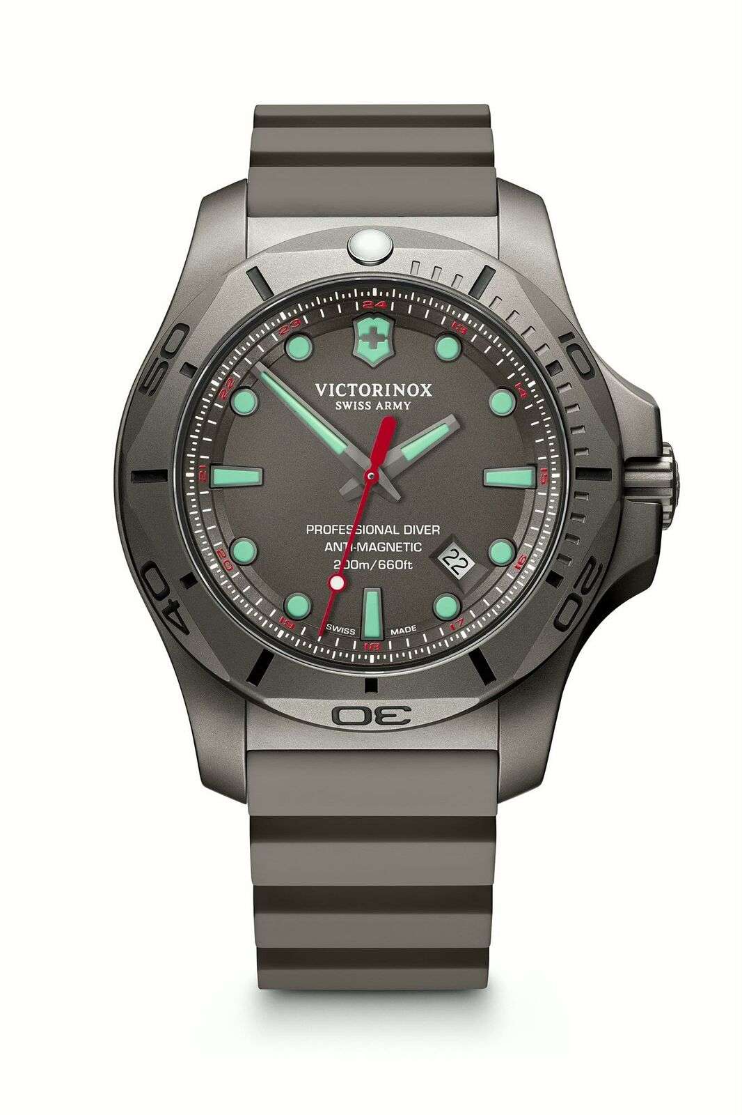 Victorinox I.N.O.X Professional Diver Quartz Grey Dial Grey Rubber Strap Men's Watch 241810