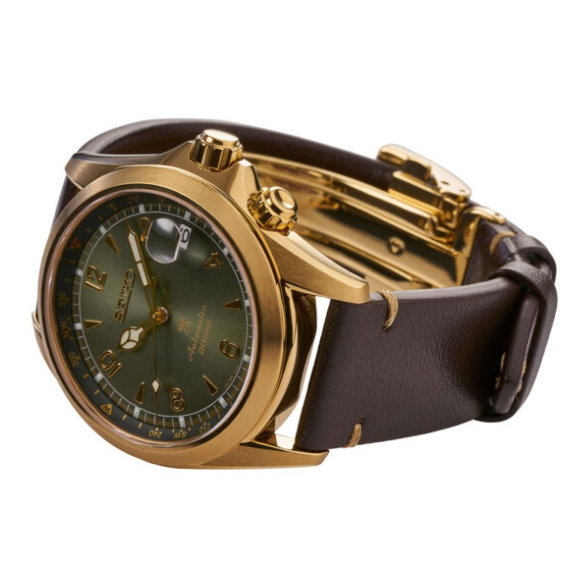 Seiko Prospex Alpinist Automatic Green Dial Brown Leather Strap Men's Watch SPB210J1