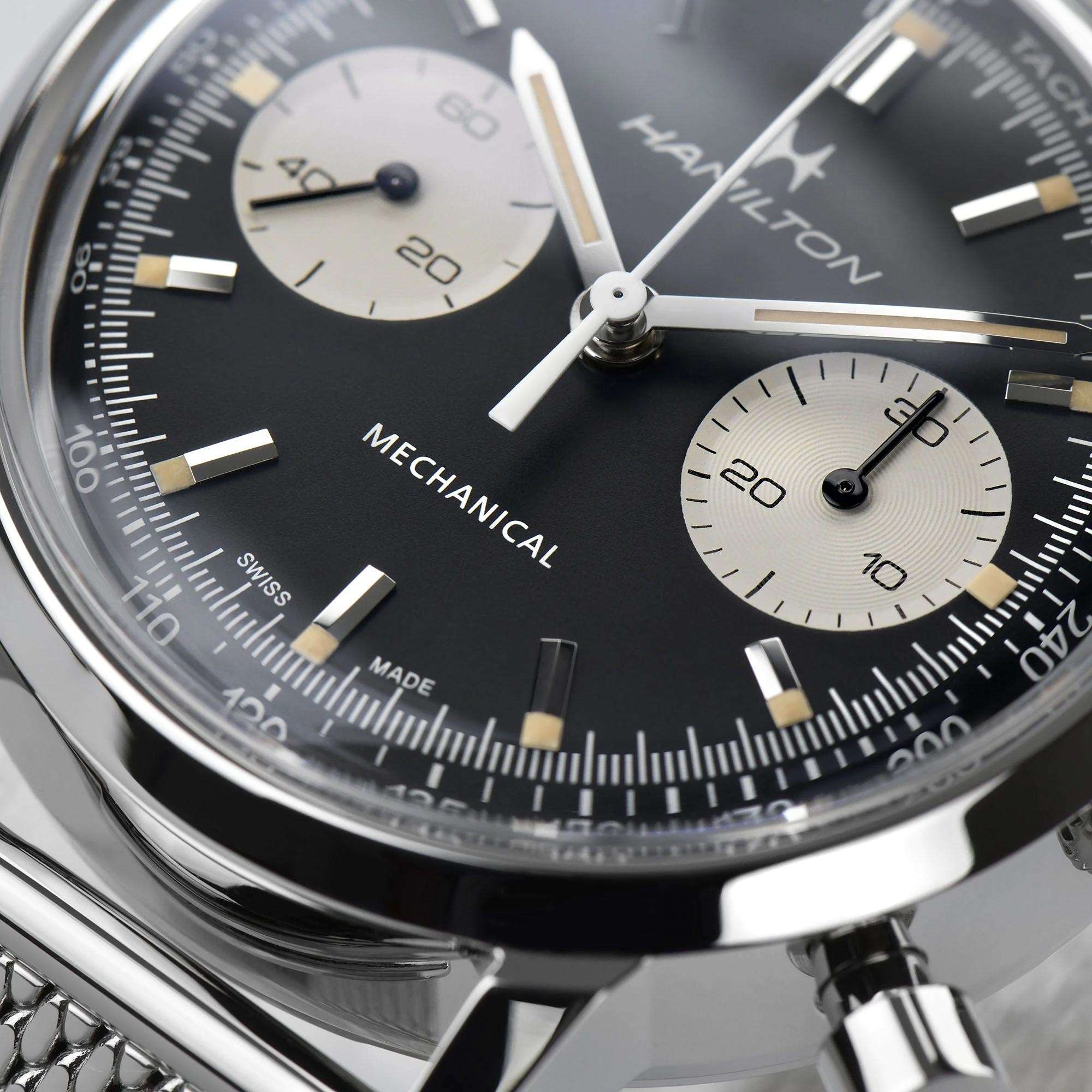Hamilton American Classic Intra-Matic H Mechanical Chronograph Black Dial Milanese Bracelet Men's Watch H38429130
