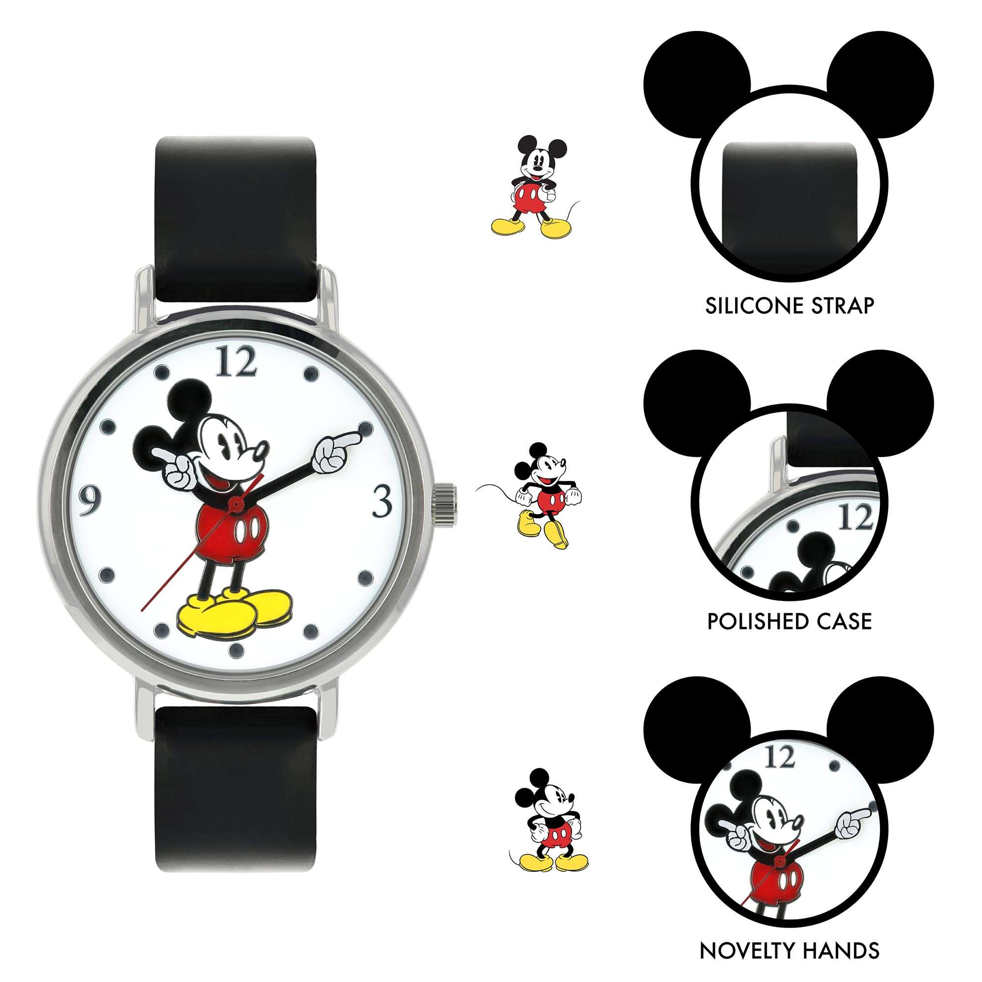 Disney Mickey Mouse Quartz Movement Leather Bracelet Unisex Watch MK1315