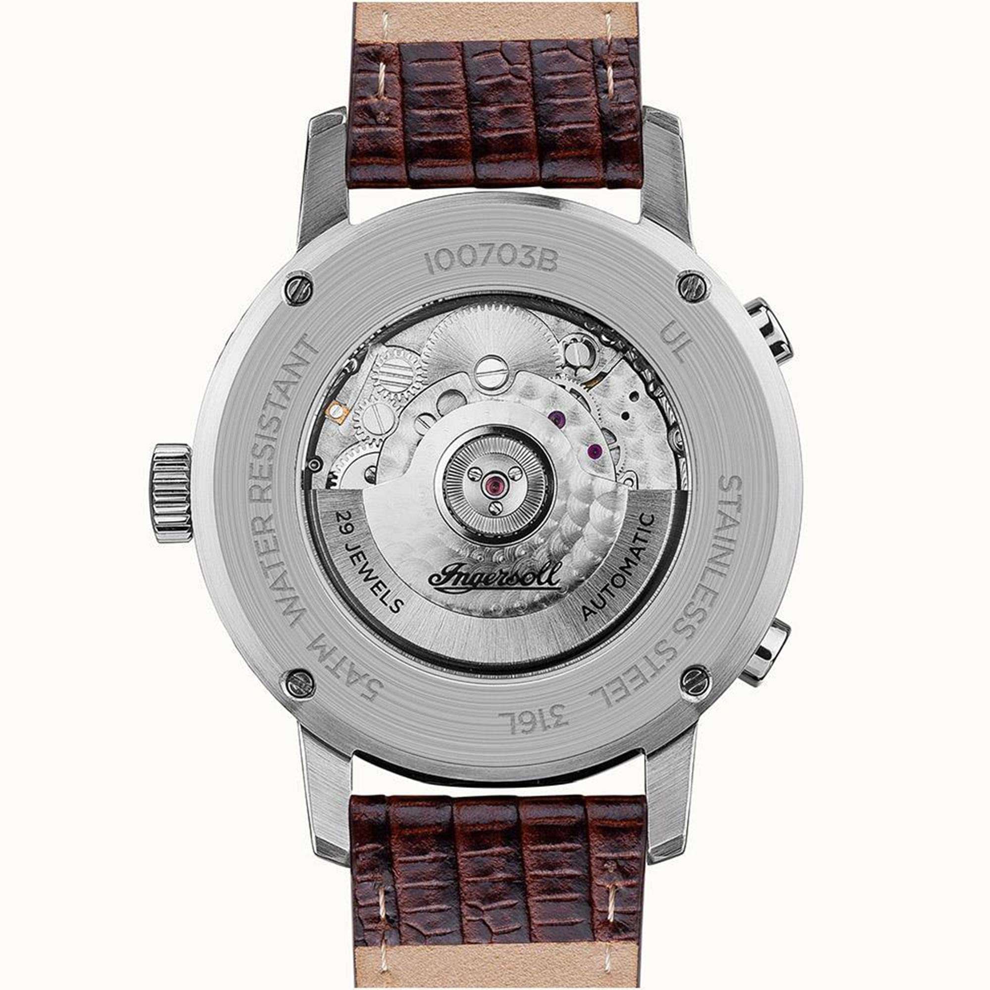 Ingersoll The Grafton Automatic Blue Dial Brown Leather Strap Men's Watch I00703B