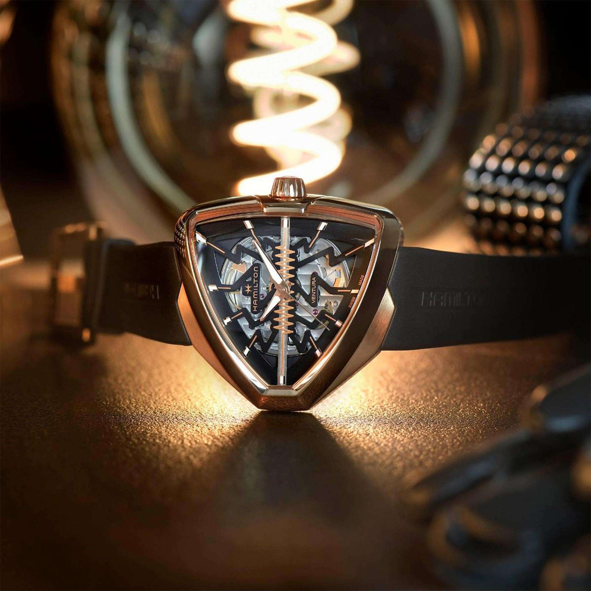 Hamilton Ventura Elvis80 Skeleton Auto Black Dial Rubber Strap Men’s Watch H24525331