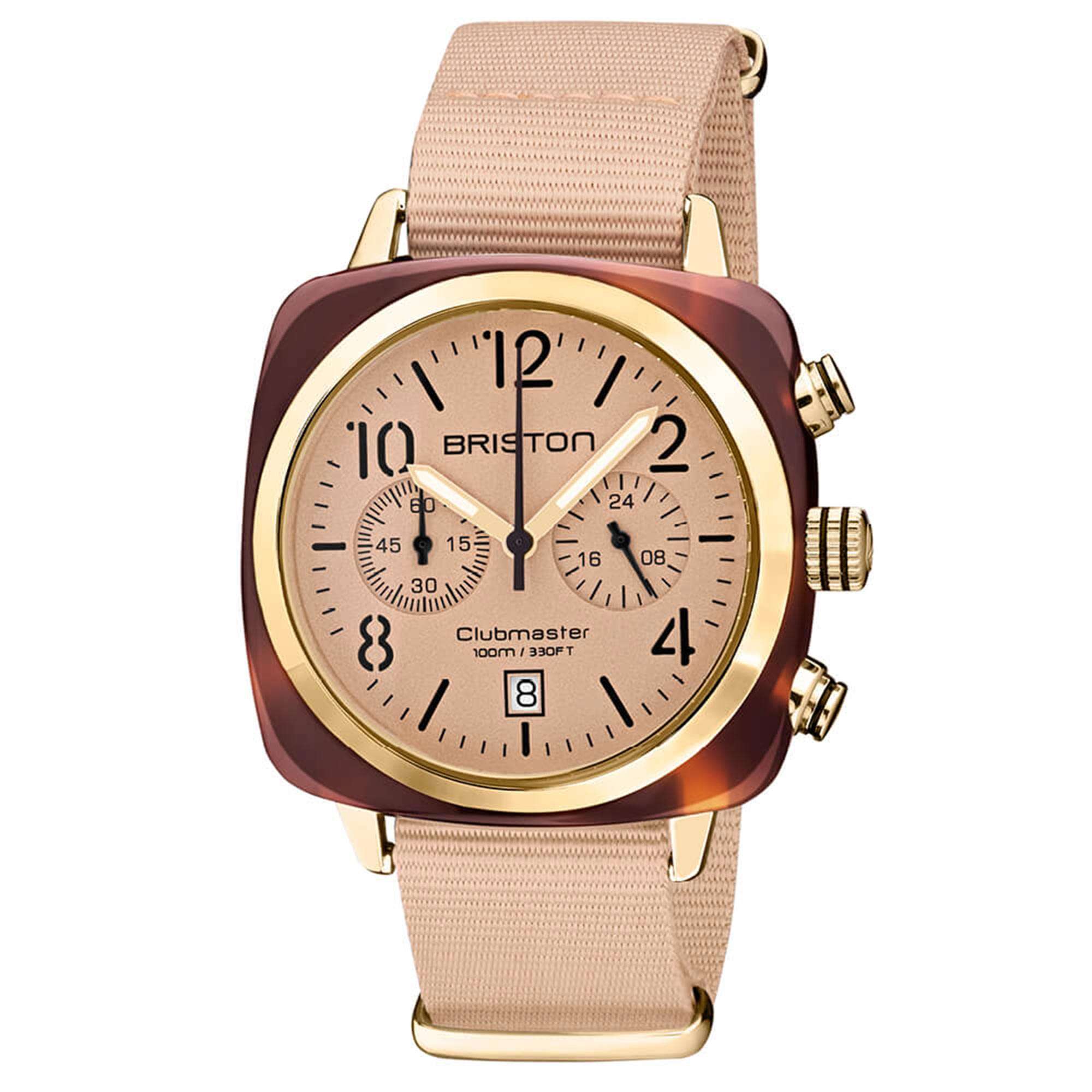 Briston Clubmaster Classic Quartz Movement Nude Dial Textile Strap Mens Watch 20140.PYA.T.36.NTN