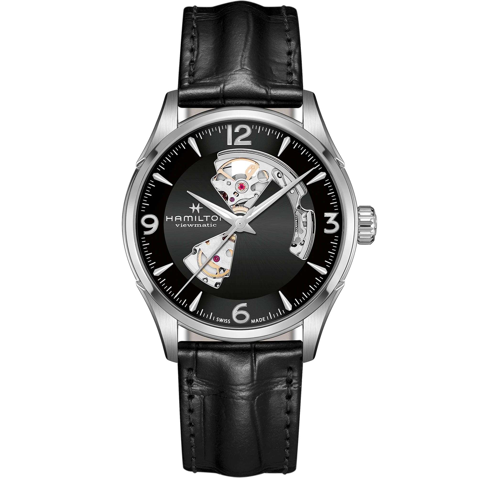 Hamilton Jazzmaster Viewmatic Open Heart Automatic Black Skeleton Dial Men's Watch H32705731