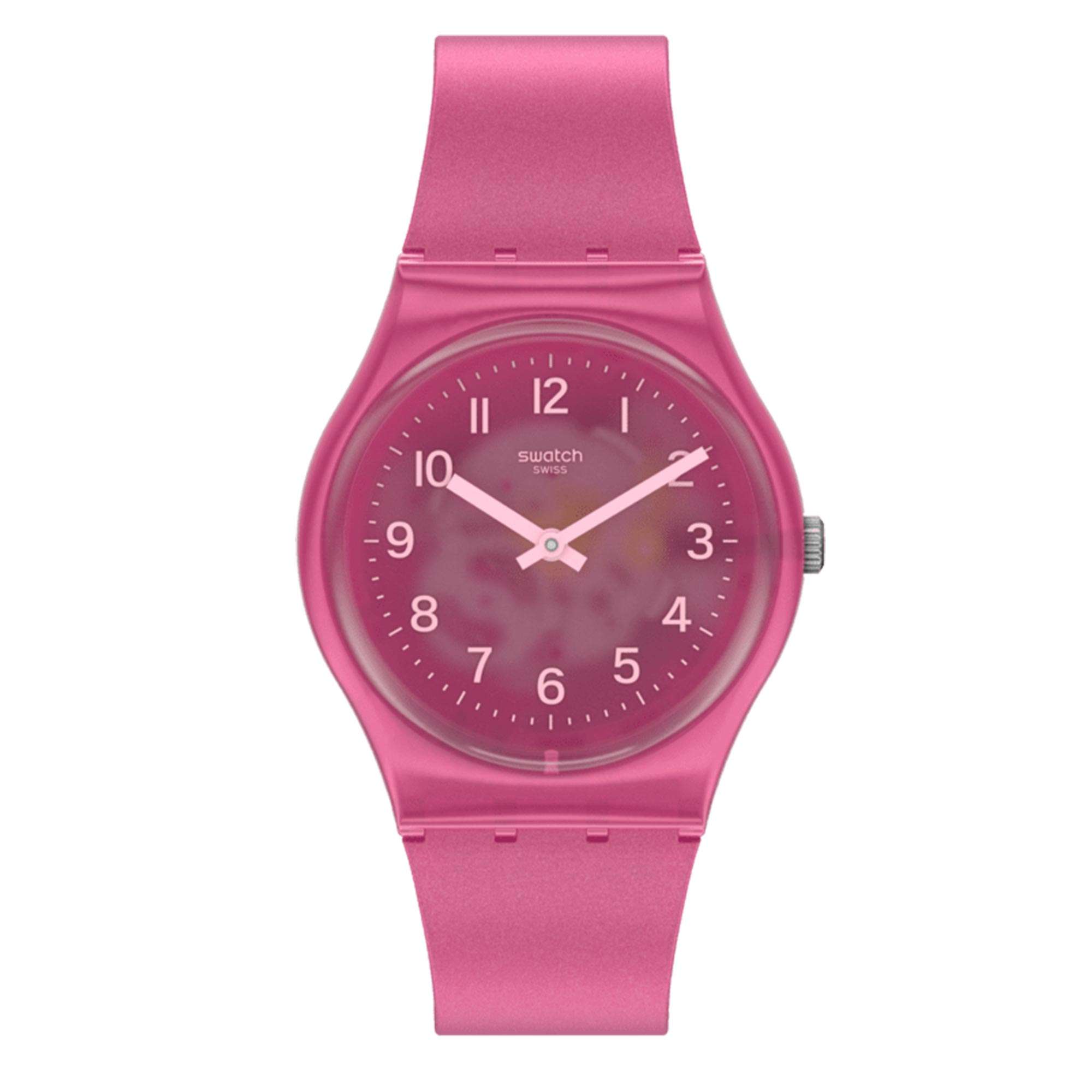 Swtach Original Gent Quartz Pink Dial Pink Silicone Strap GP170