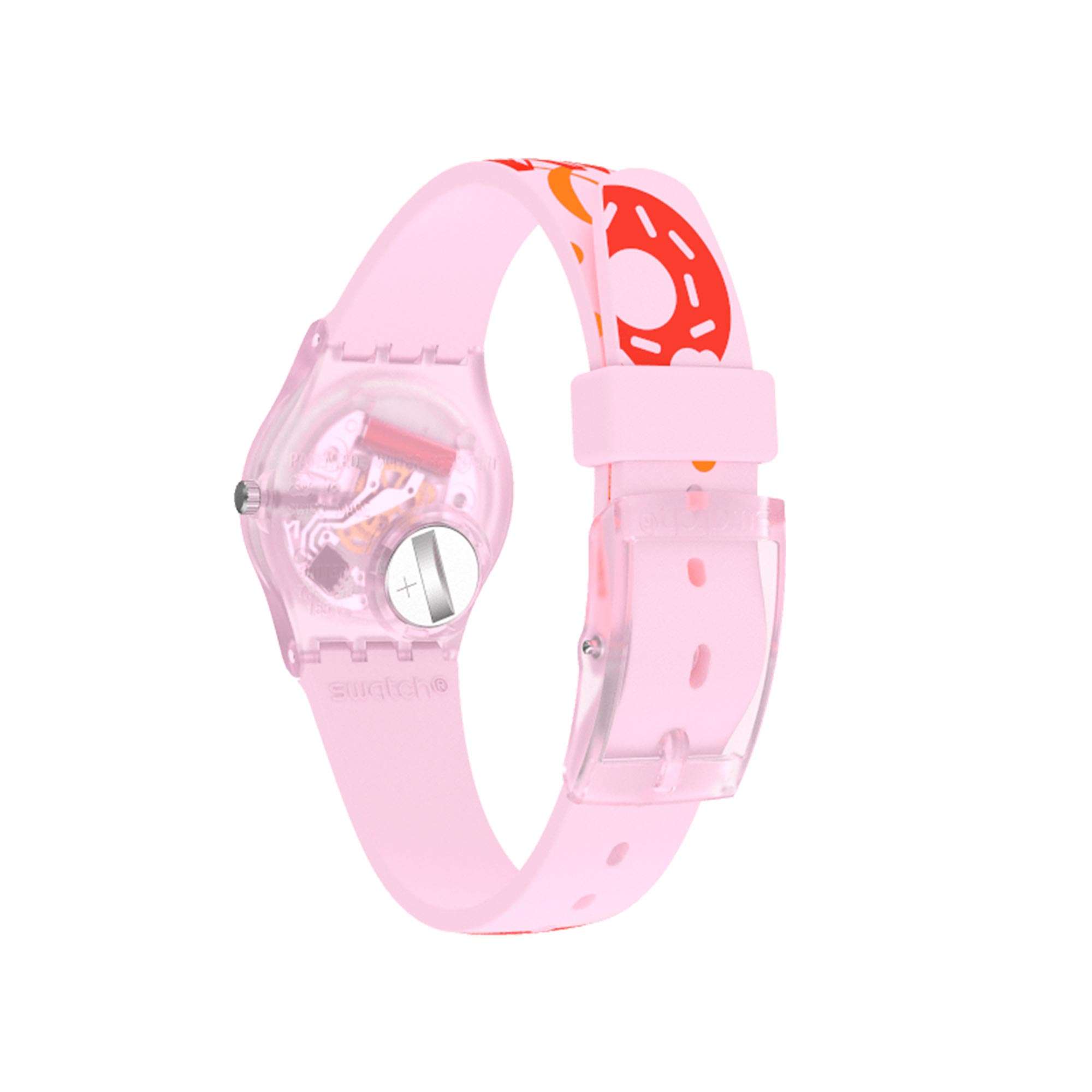 Swatch Original Lady Quartz Pink Dial Silicone Strap Ladies Watch LP164