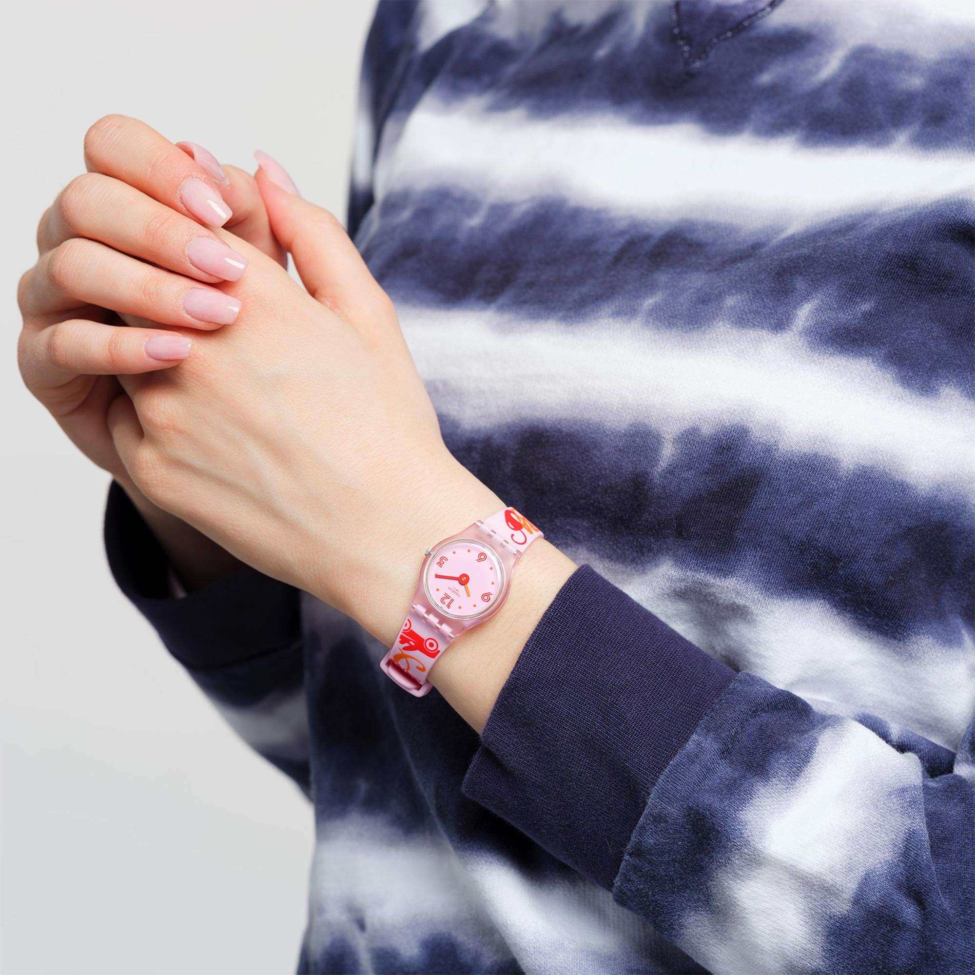 Swatch Original Lady Quartz Pink Dial Silicone Strap Ladies Watch LP164