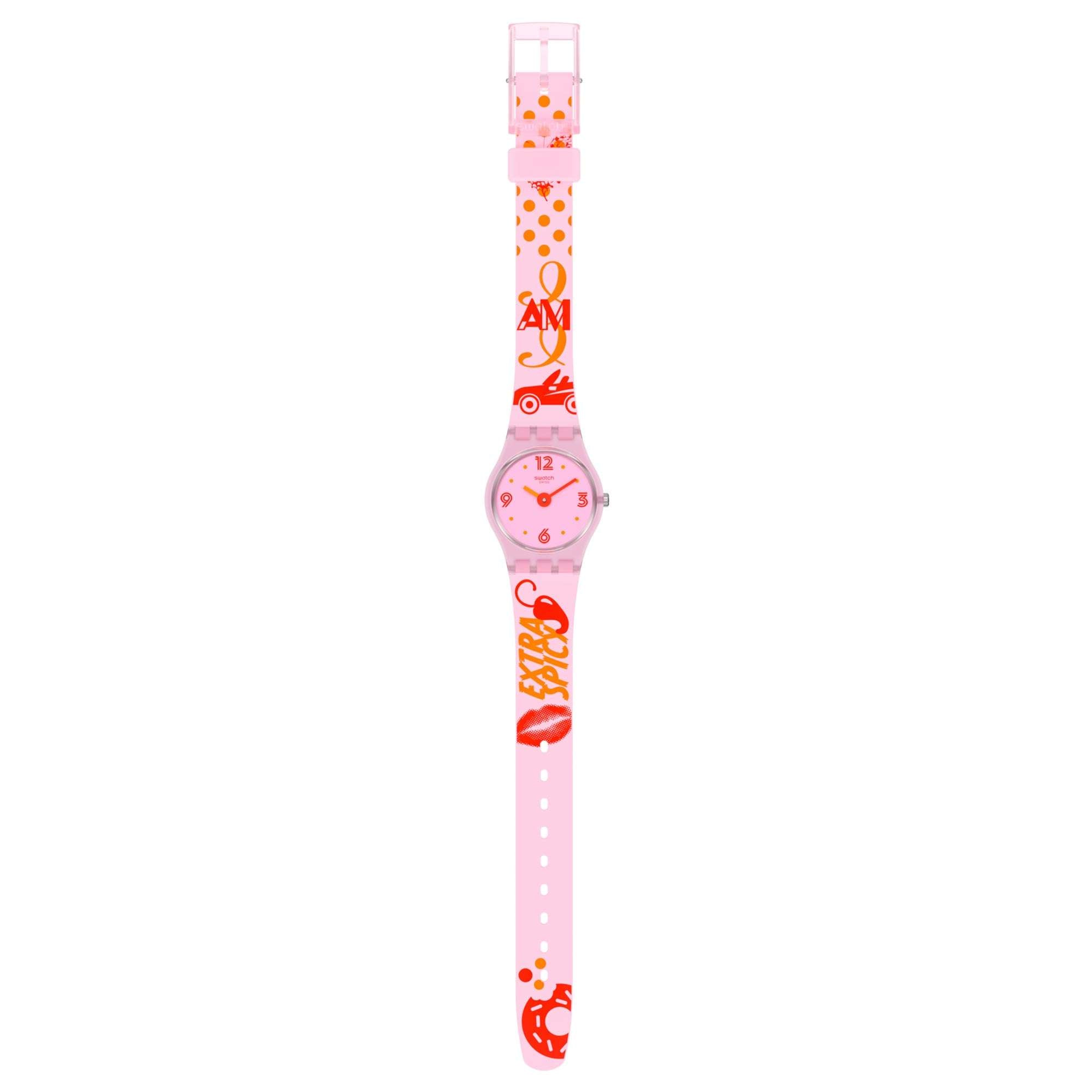 Swatch Original Lady Quartz Pink Dial Silicone Strap Ladies Watch LP164