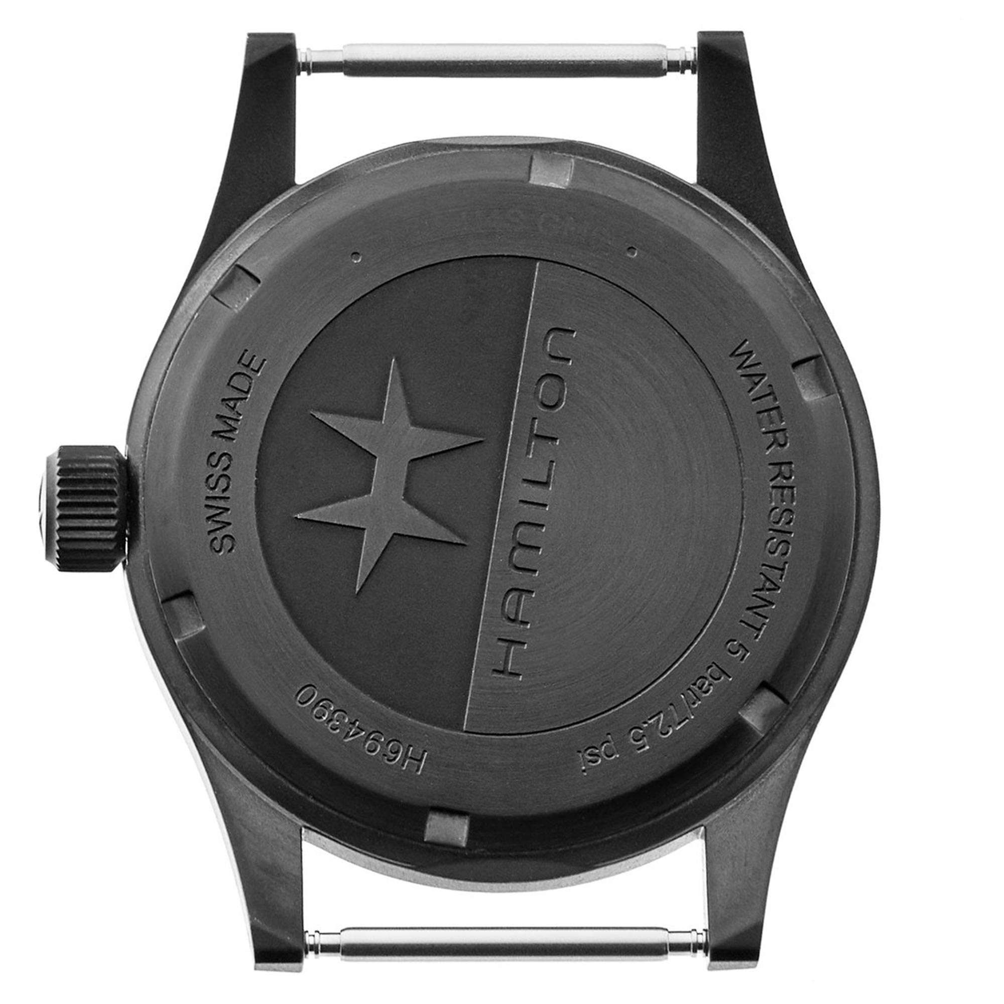 Hamilton Khaki Field H69409930 38mm black matte stainless steel case back profile