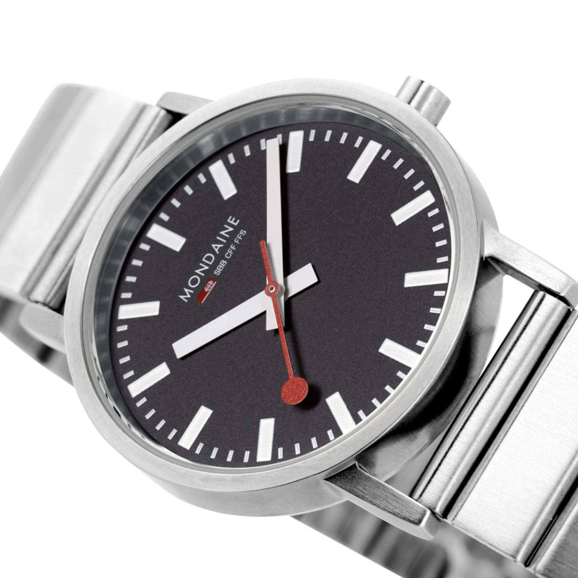 Mondaine Classic Quartz Black Dial Stainless Steel Bracelet Ladies Watch A660.30314.16SBW