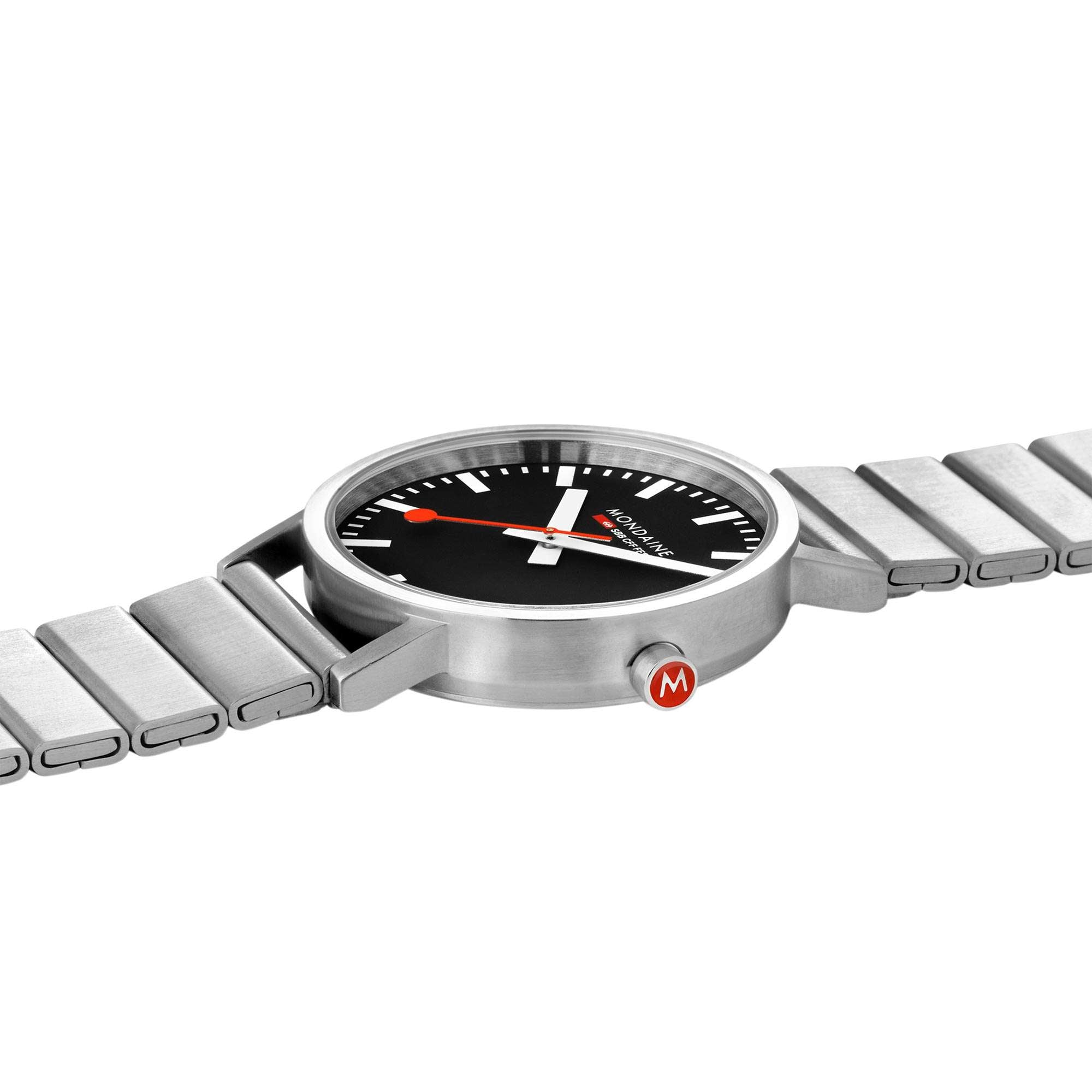 Mondaine Classic Quartz Black Dial Stainless Steel Bracelet Unisex Watch A660.30360.16SBW