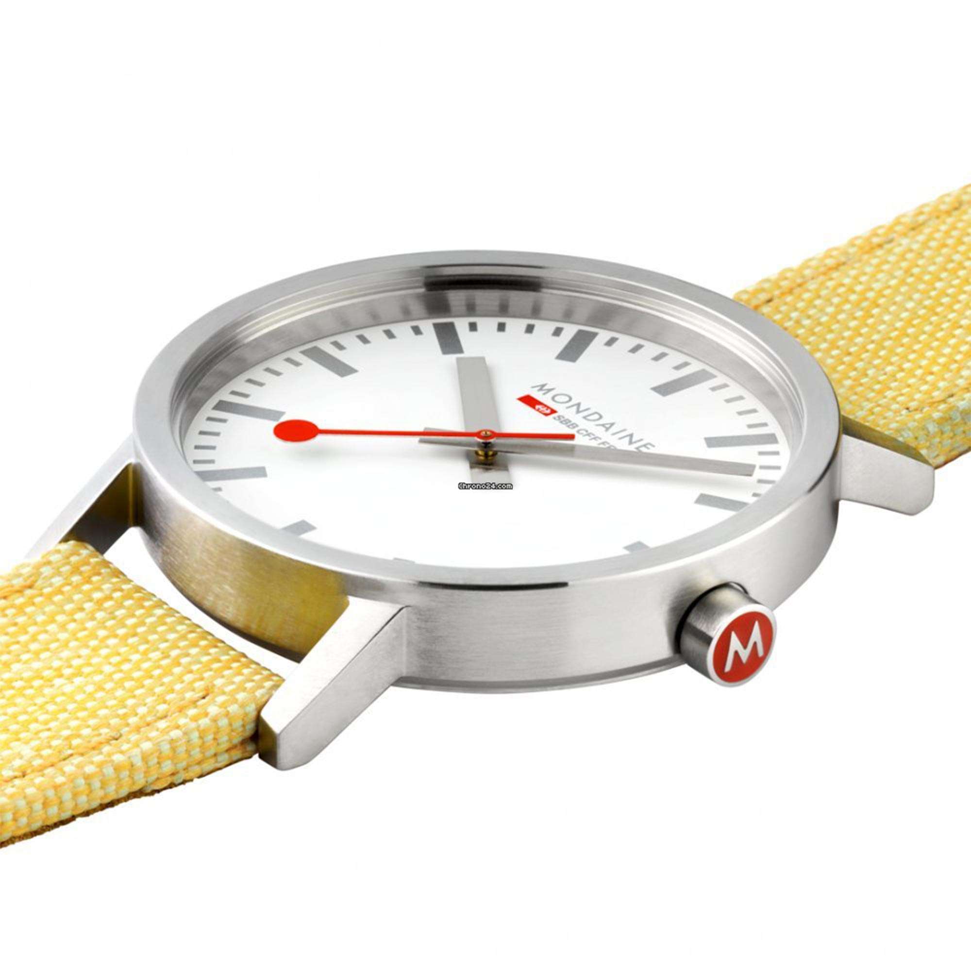 Mondaine Classic Quartz White Dial Yellow Textile Strap Watch A660.30360.17SBE