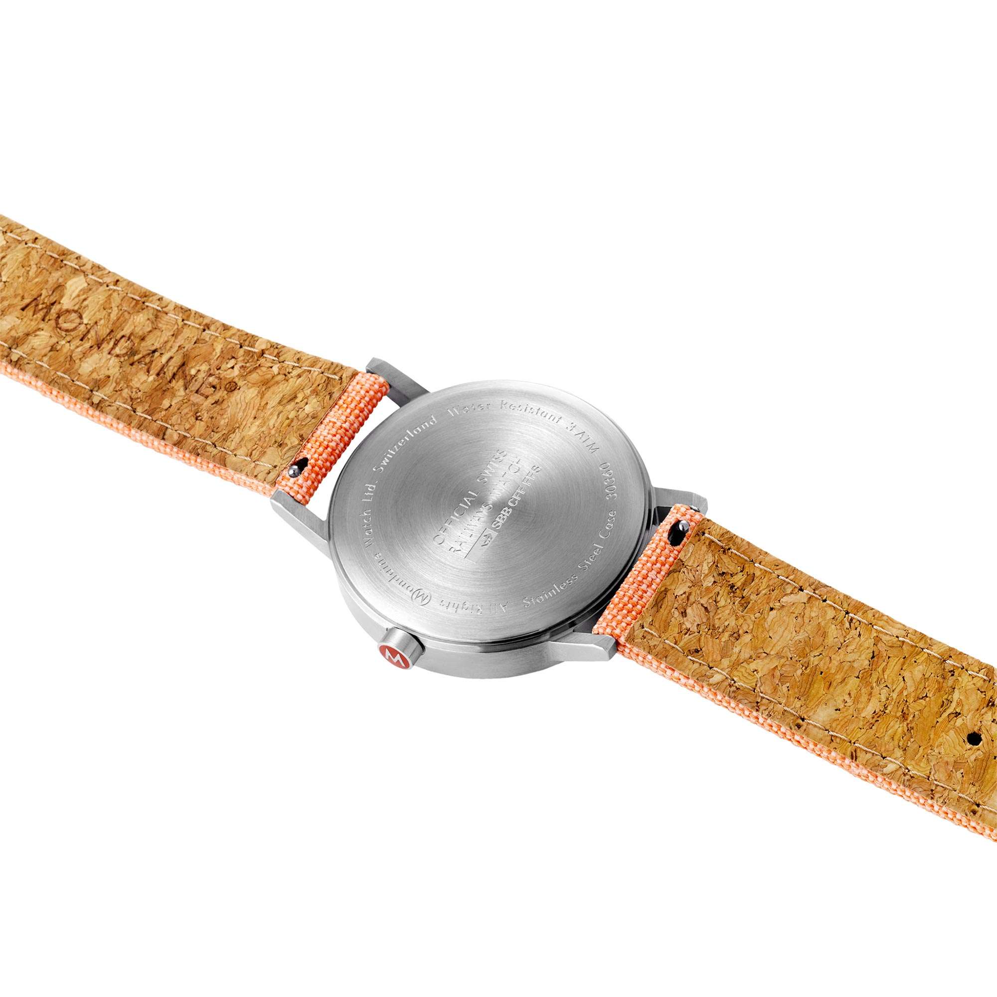 Mondaine Classic Quartz White Dial Orange Recycled Textile Strap Watch A660.30360.17SBF