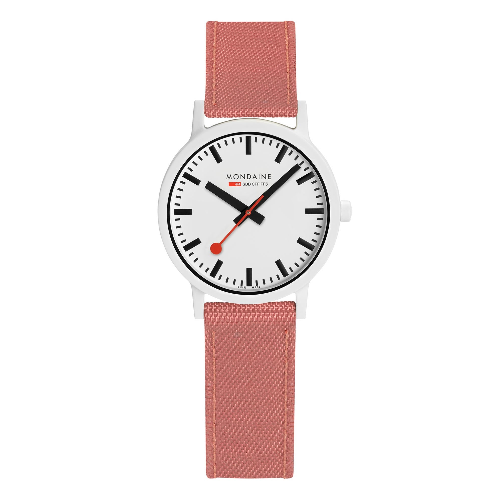 Mondaine Essence Sustainable Ladies Watch Quartz Movement White Dial Textile Strap MS1.32111.LP