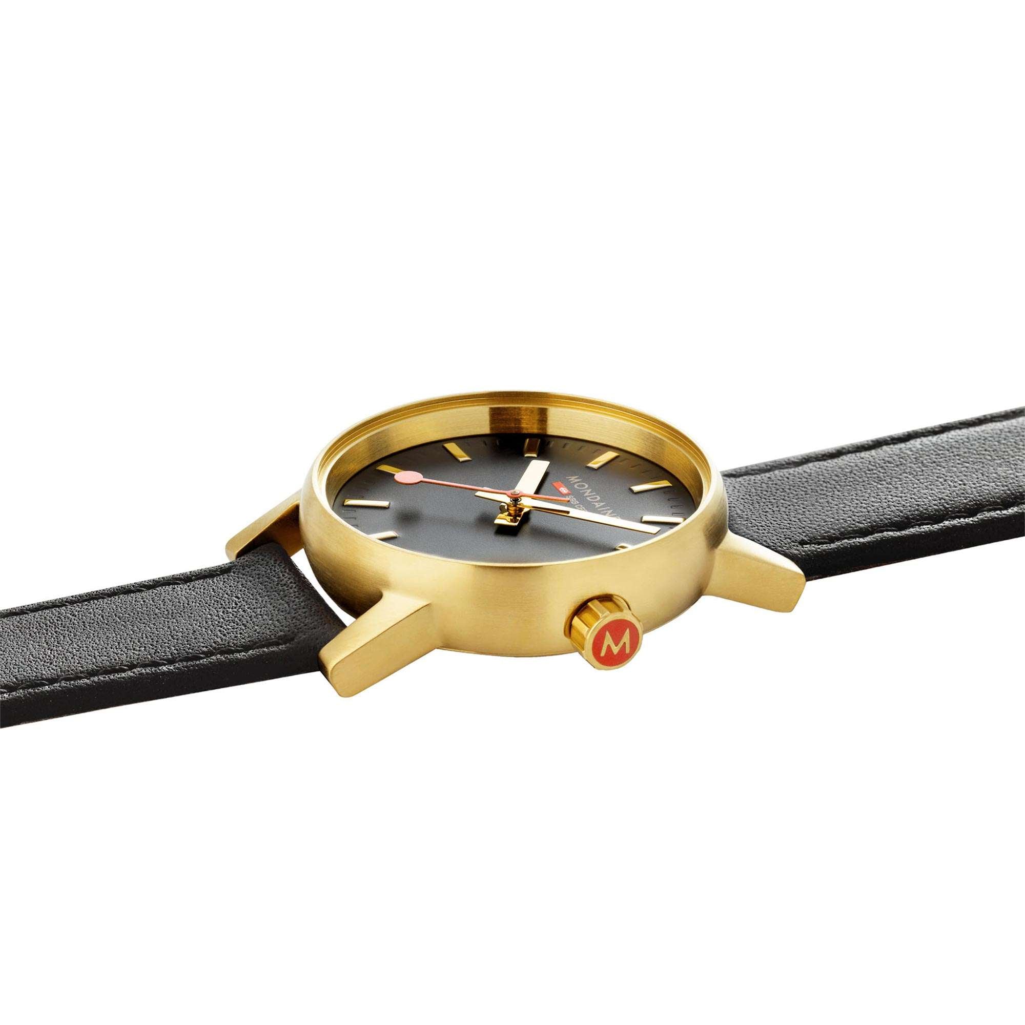 Mondaine Evo Quartz Black Dial Black Leather Strap Ladies Watch MSE.30120.LB