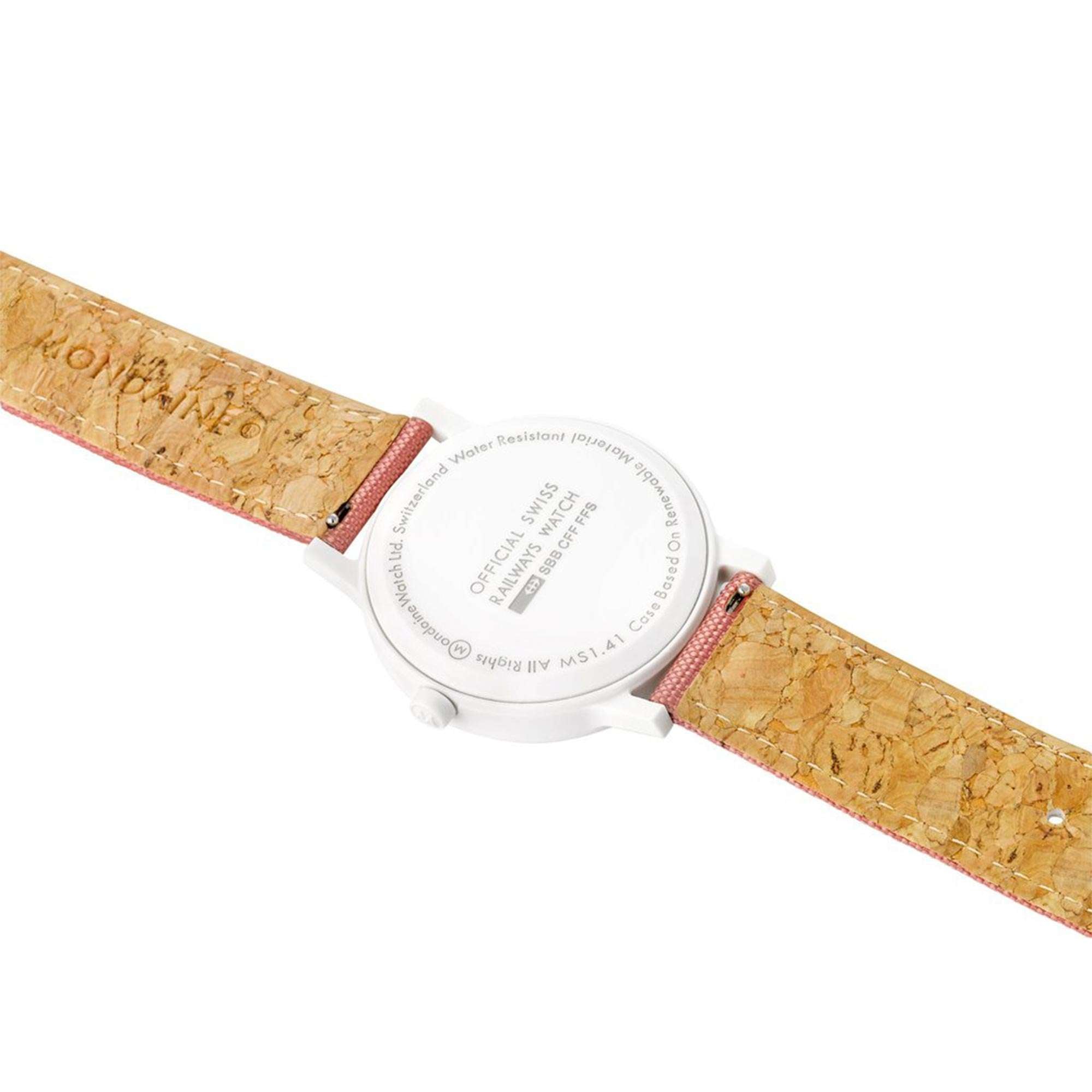 Mondaine Essence Sustainable Quartz White Dial Pink Textile Strap Unisex Watch MS1.41111.LP